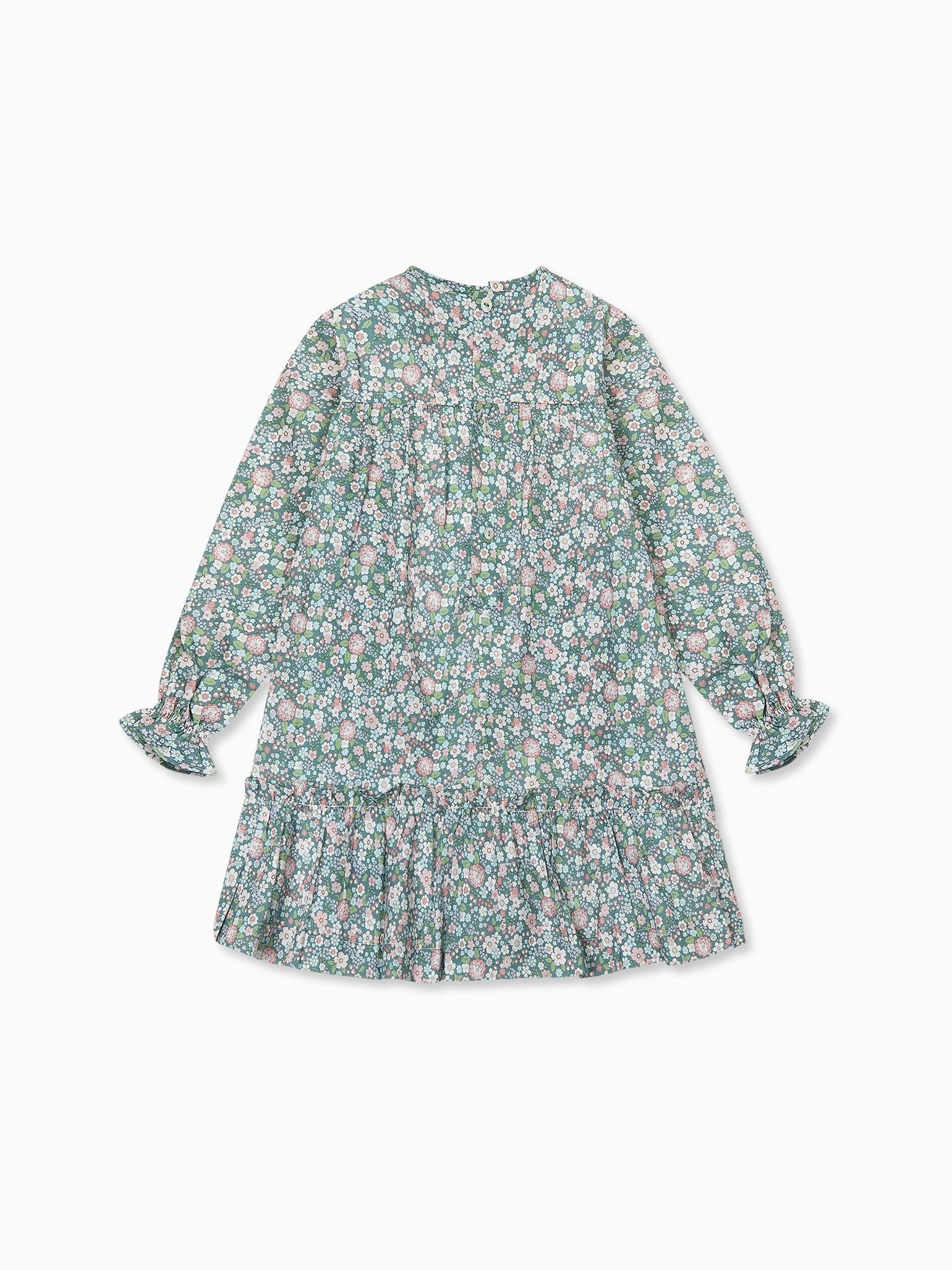 Green Floral Belia Girl Smocked Dress