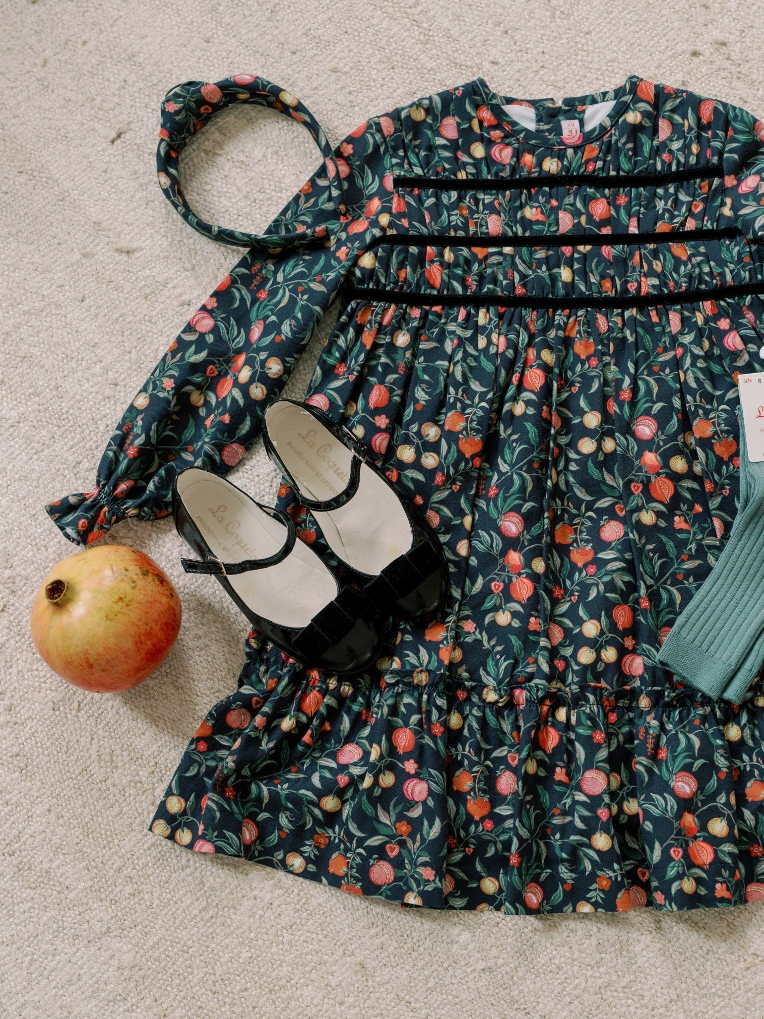 Black Pomegranate Belia Girl Smocked Dress