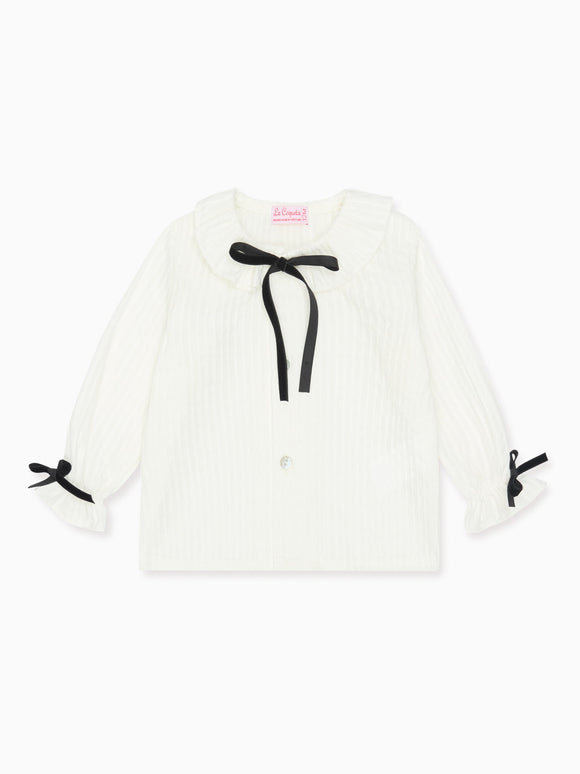 White Betty Long Sleeve Baby Girl Shirt