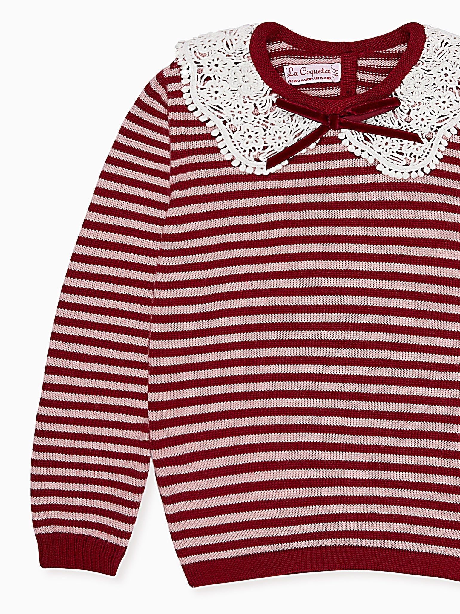 Burgundy Stripe Blanca Merino Girl Jumper