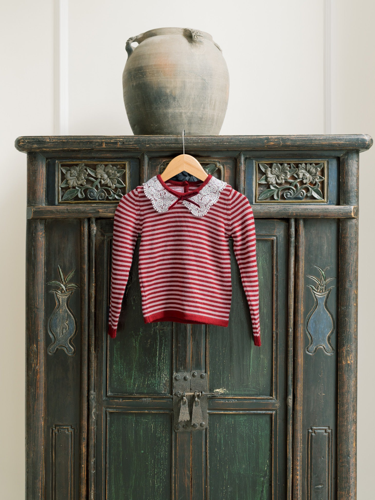 Burgundy Stripe Blanca Merino Girl Jumper