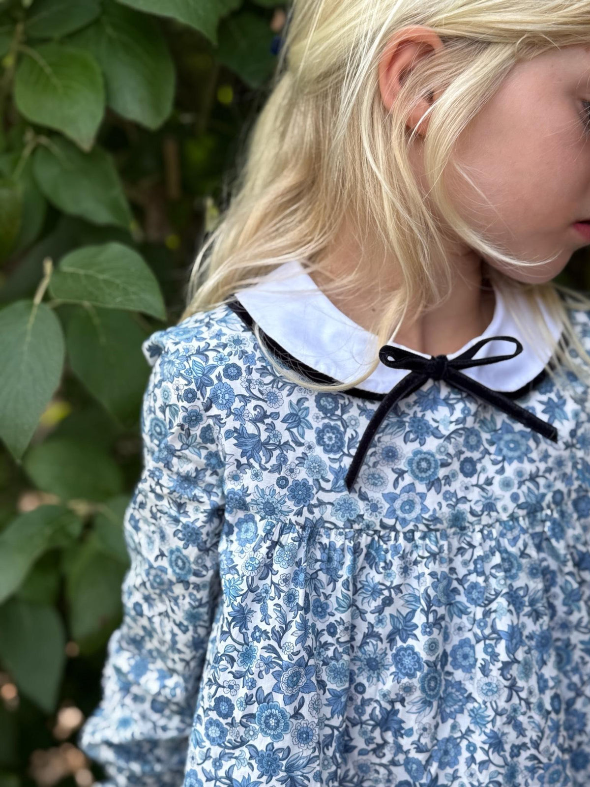 Blue Floral Iris Liberty Girl Empire Dress