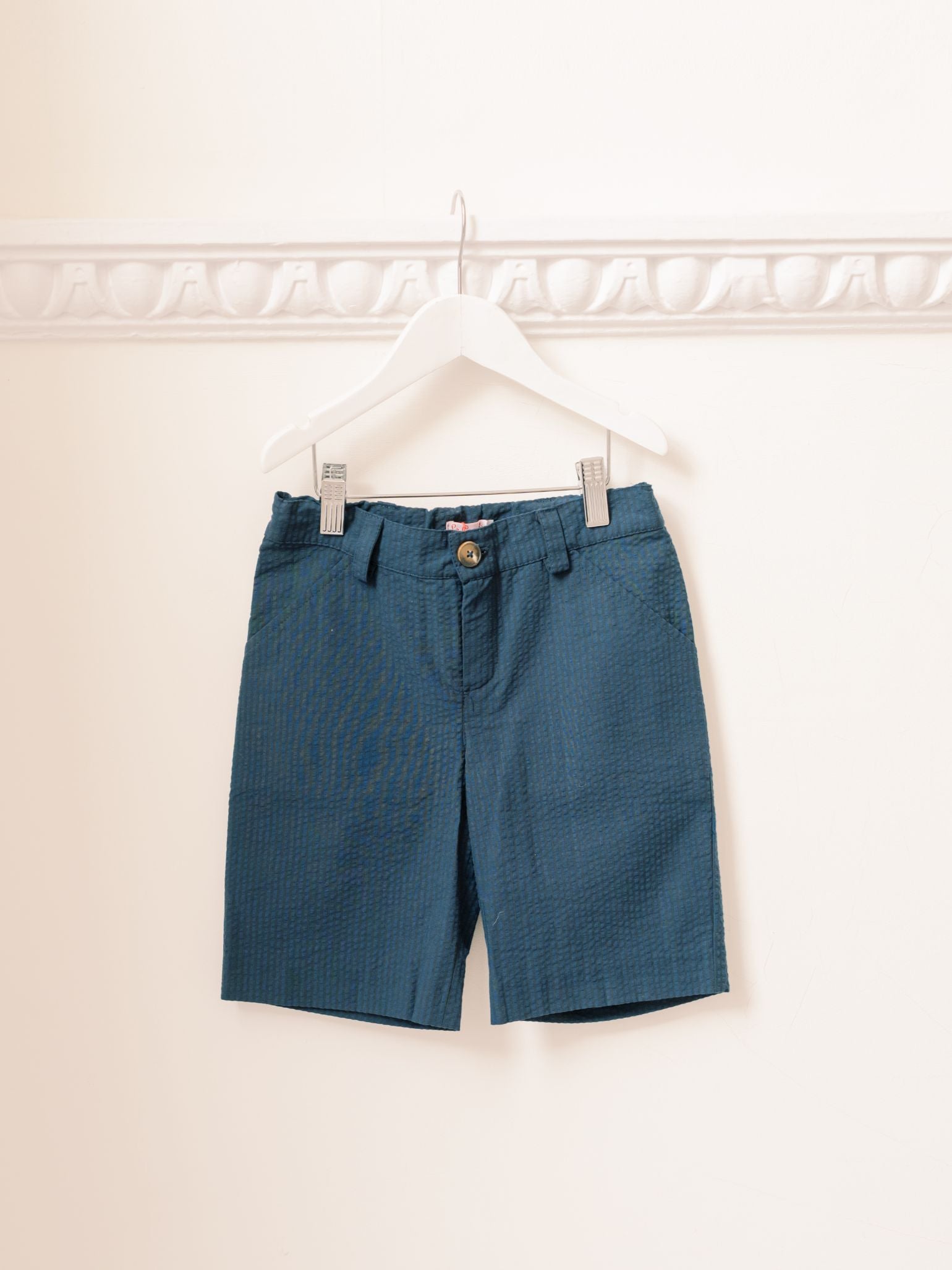 Navy Seersucker Bocusi Boy Chino Shorts