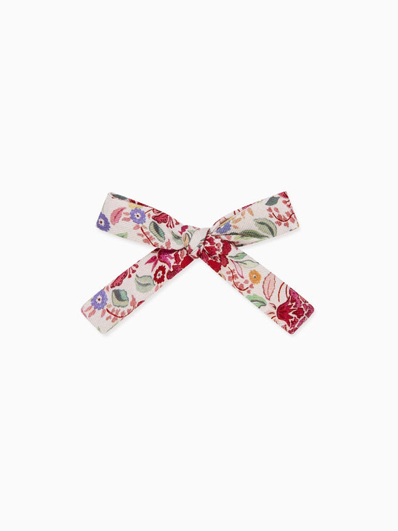 Pink Floral Girl Soft Ribbon Bow Clip