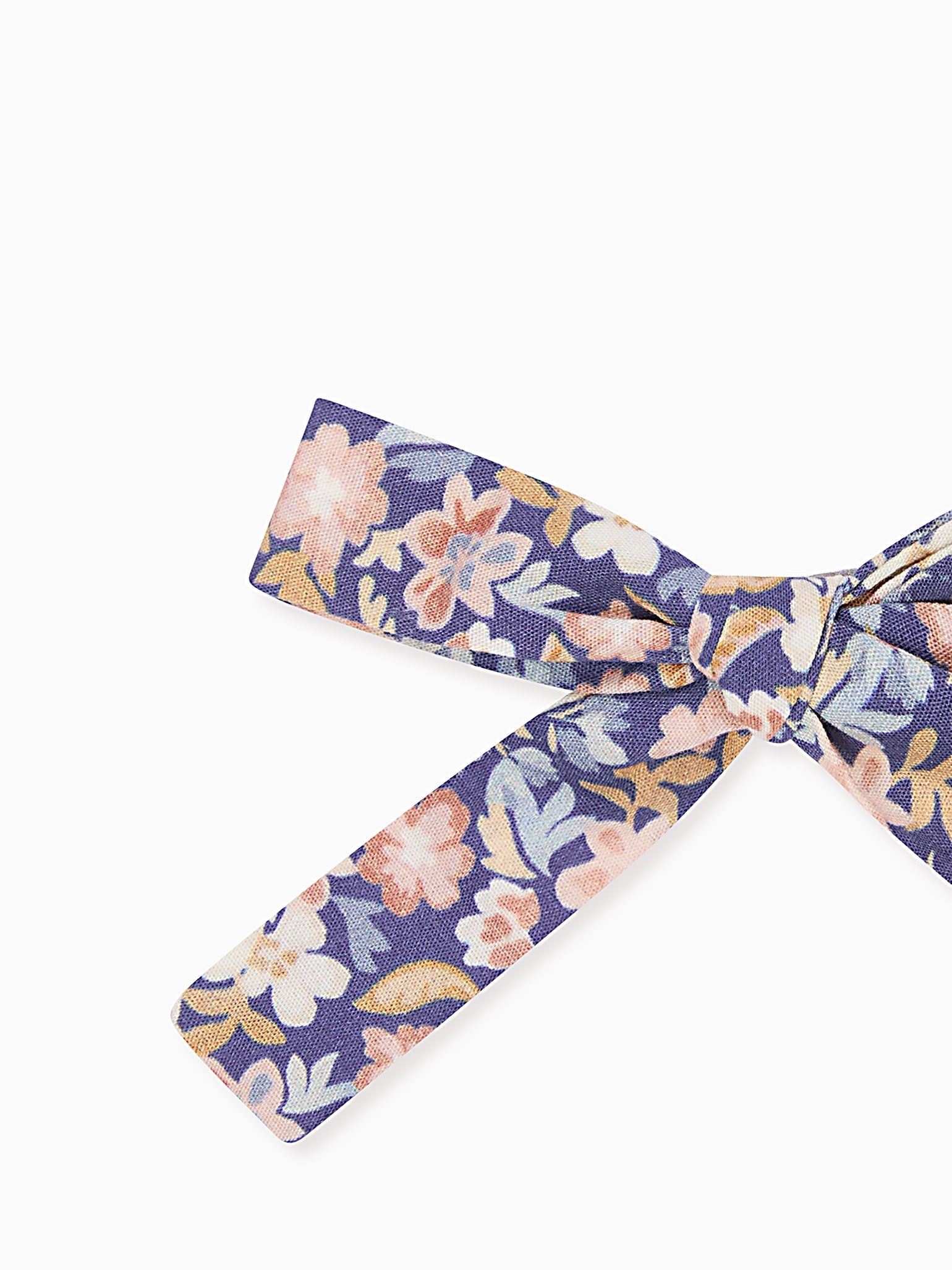 Blue Floral Girl Soft Ribbon Bow Clip