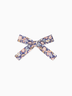 Blue Floral Girl Soft Ribbon Bow Clip