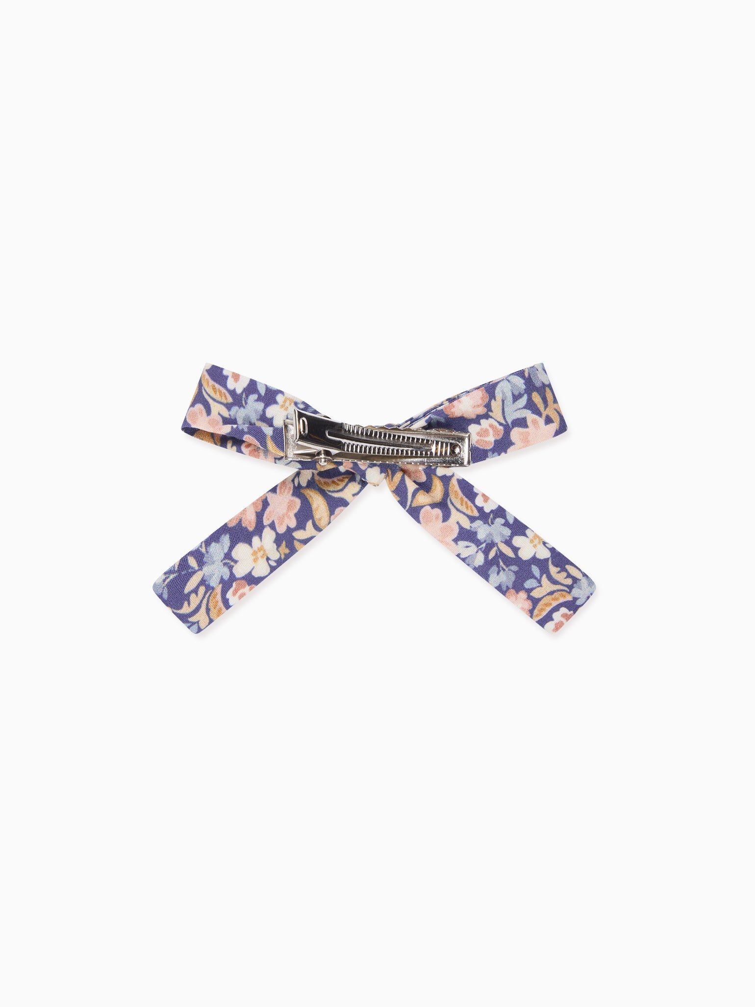 Blue Floral Girl Soft Ribbon Bow Clip