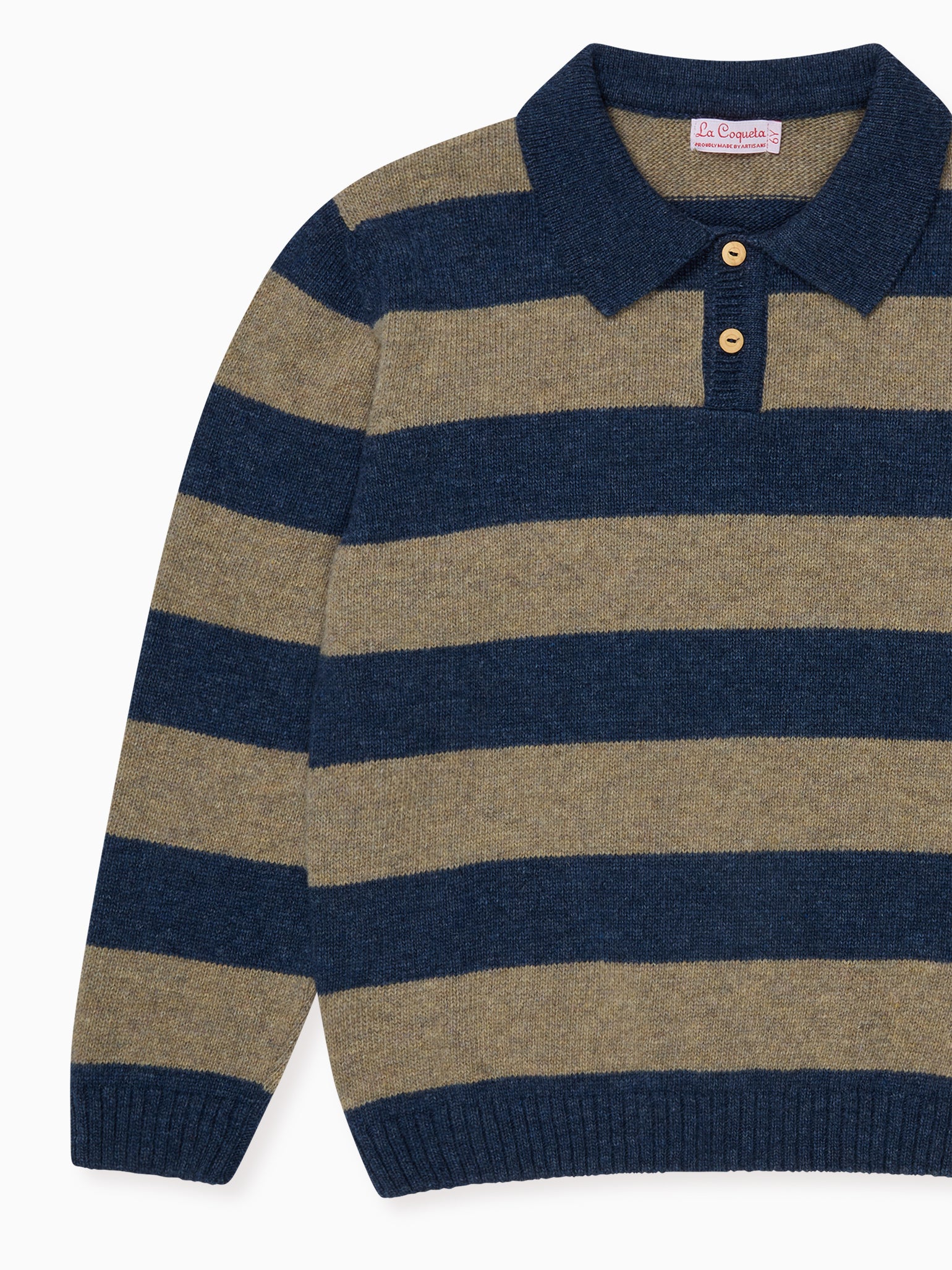 Taupe Stripe Brio Merino Boy Jumper