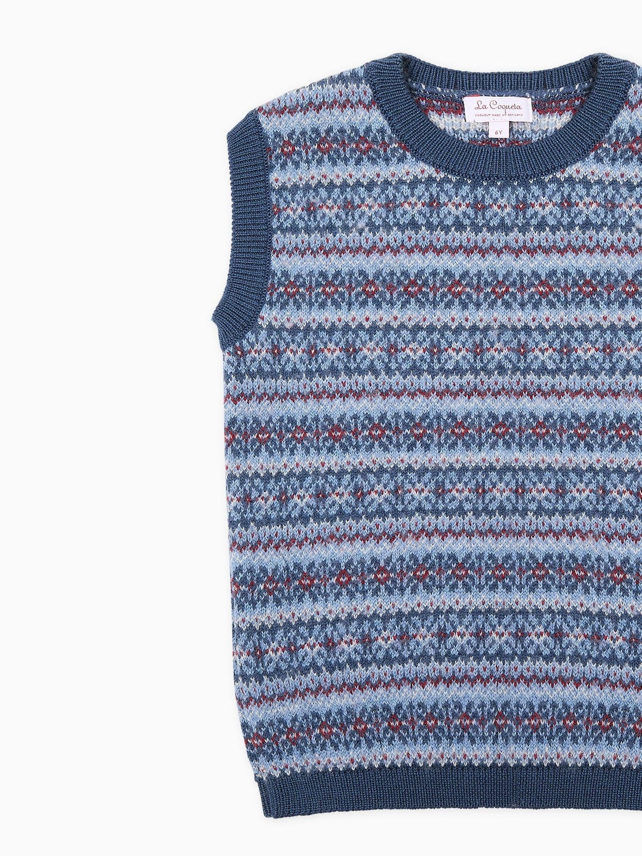 Dusty Blue Bromo Merino Fair Isle Boy Vest