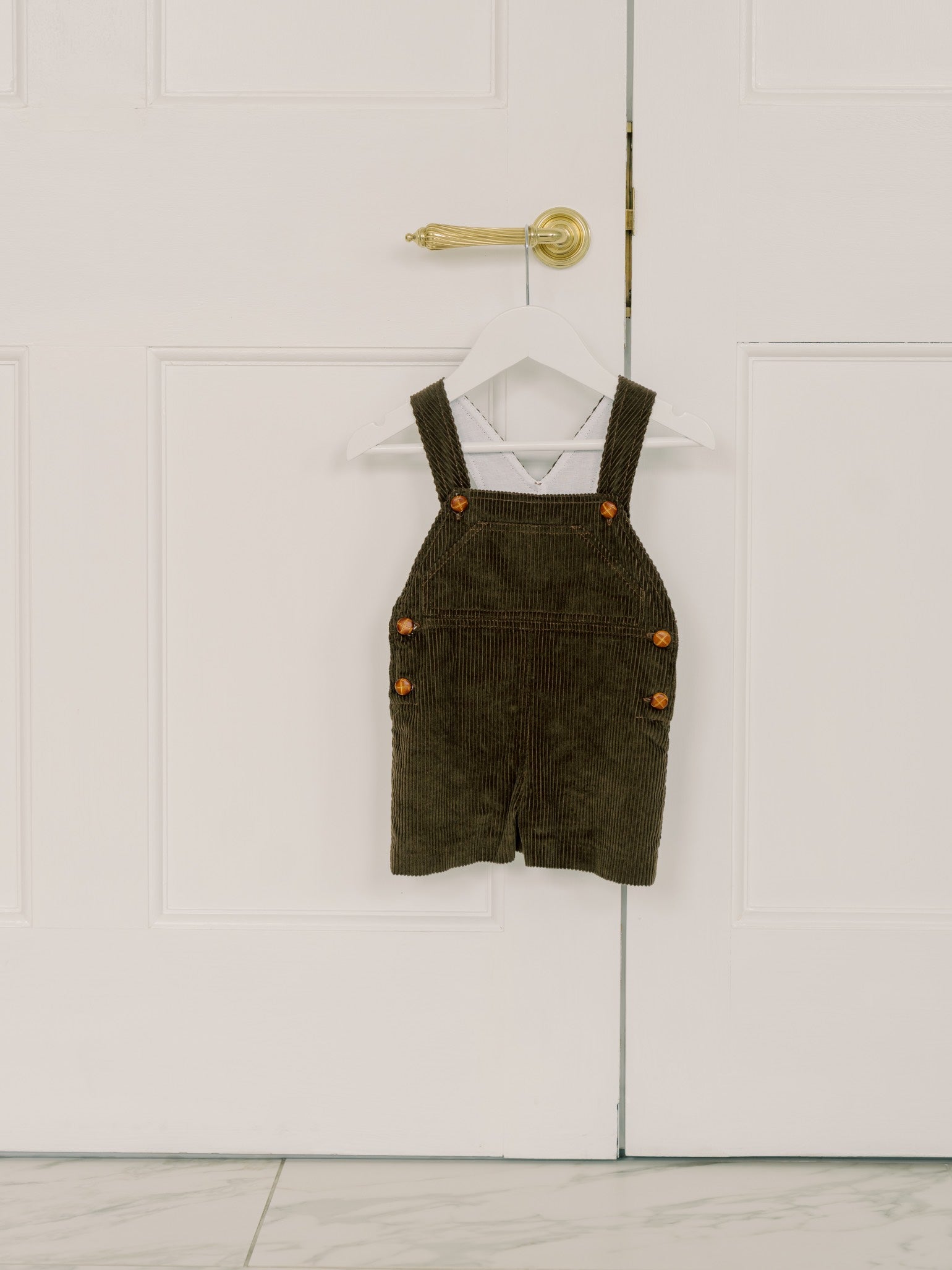 Chocolate Brown Salma Corduroy Baby Dungarees