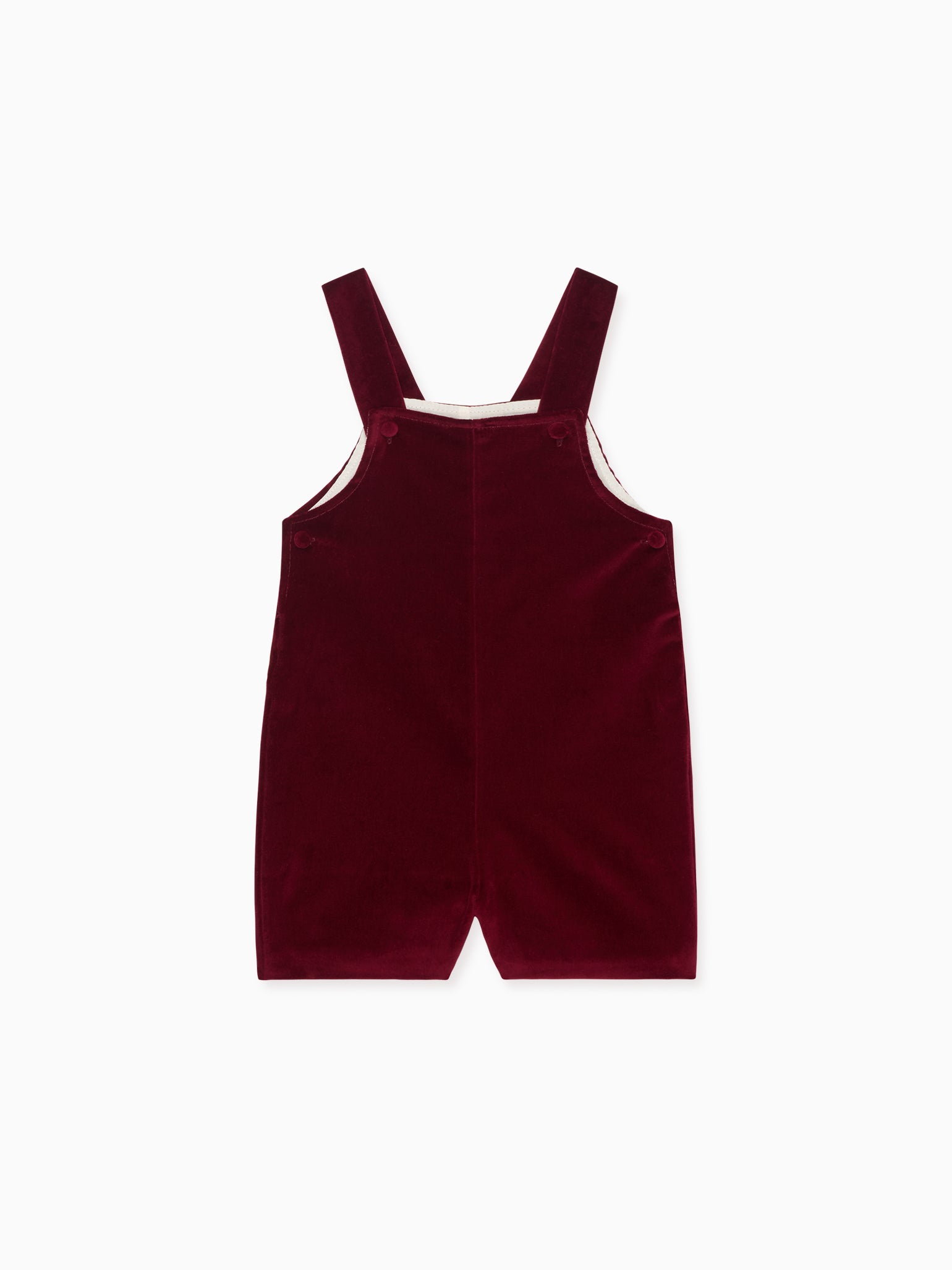 Burgundy Buganvilla Velvet Baby Dungarees