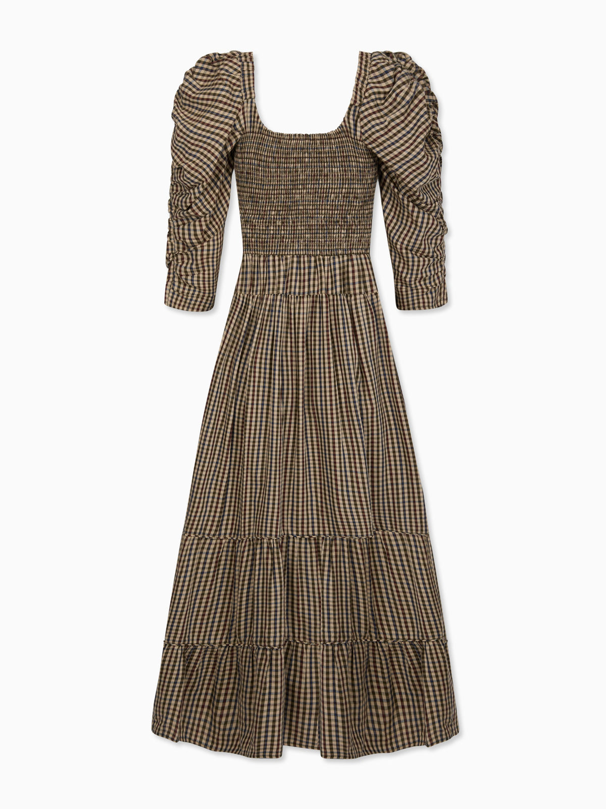 Burgundy Check Ines Womens Long Dress