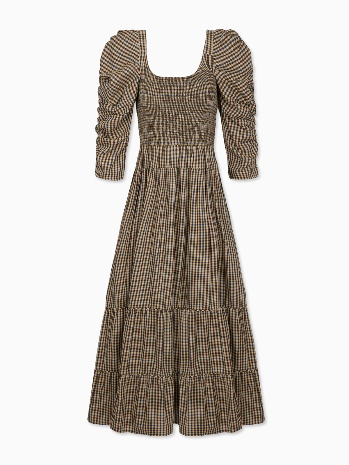 Burgundy Check Ines Womens Long Dress