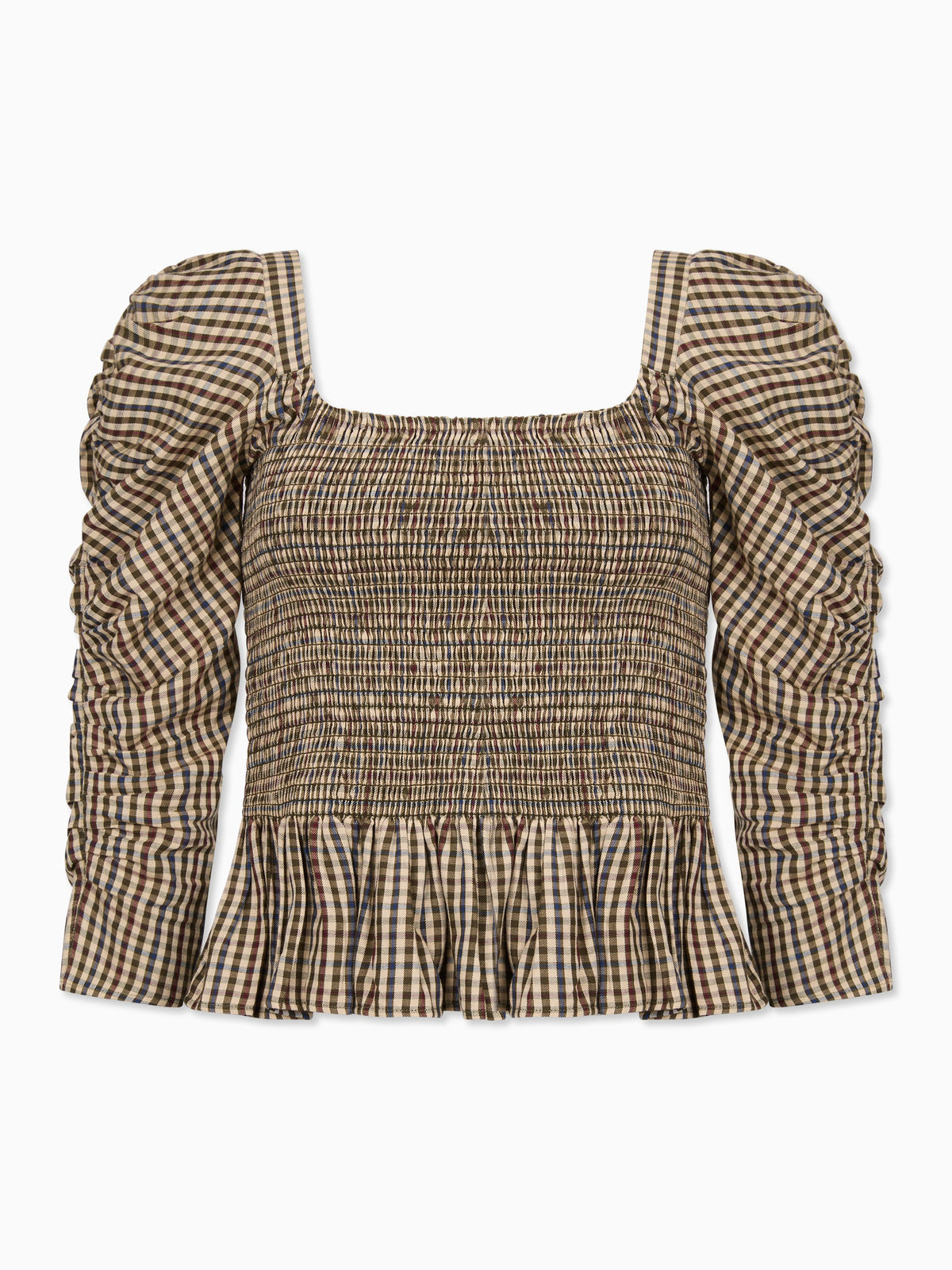 Burgundy Check Isabella Womens Long Sleeve Top