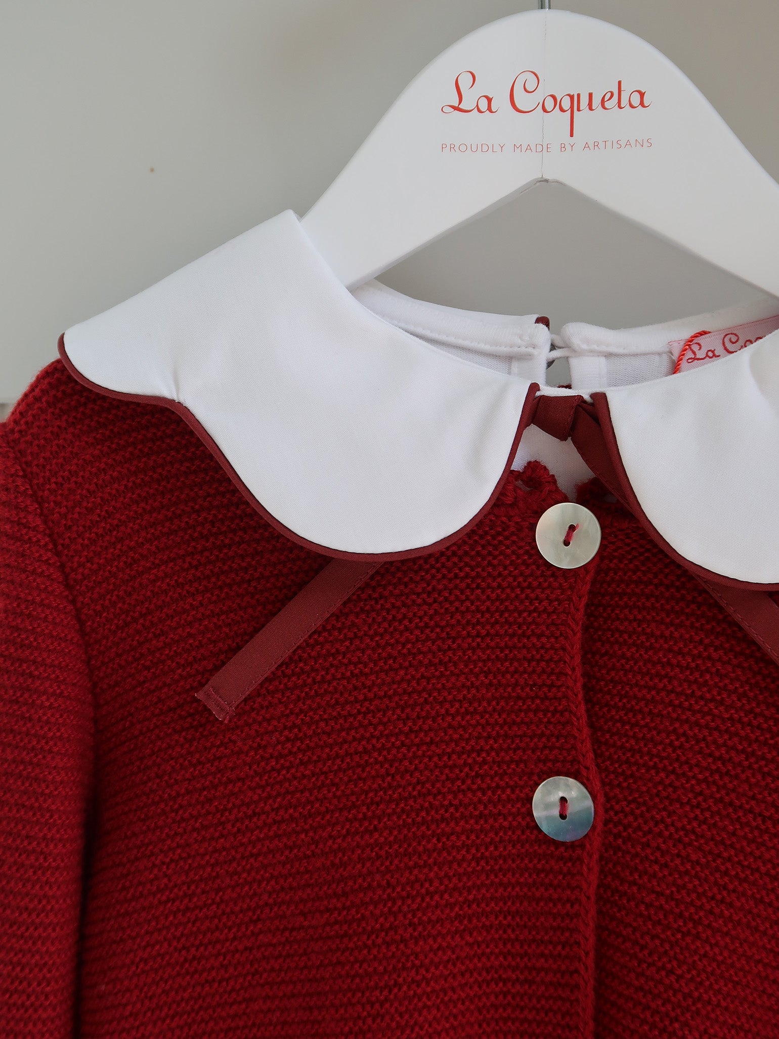 Burgundy Rima Merino Girl Cardigan