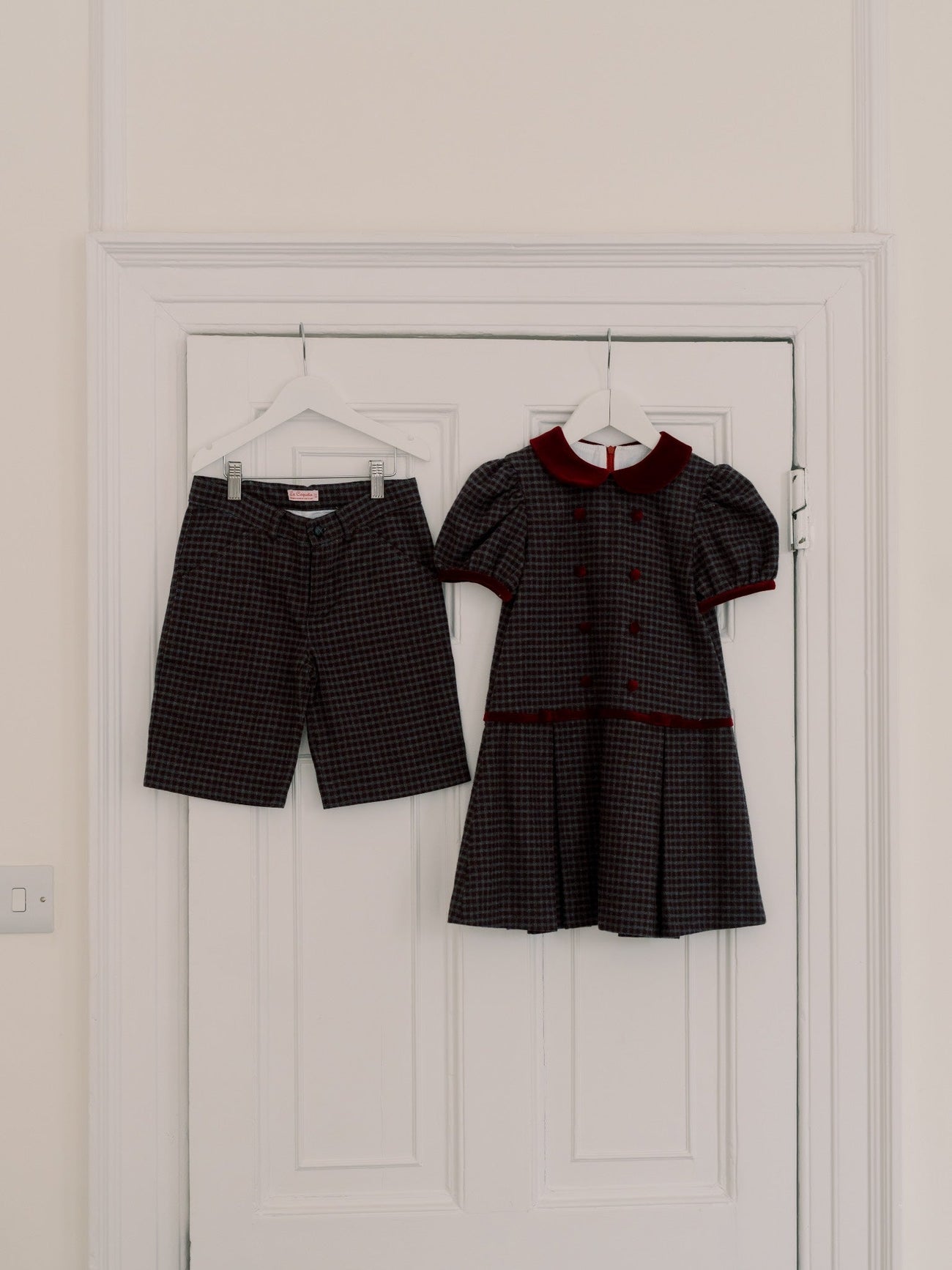 Burgundy Check Lucas Boy Shorts