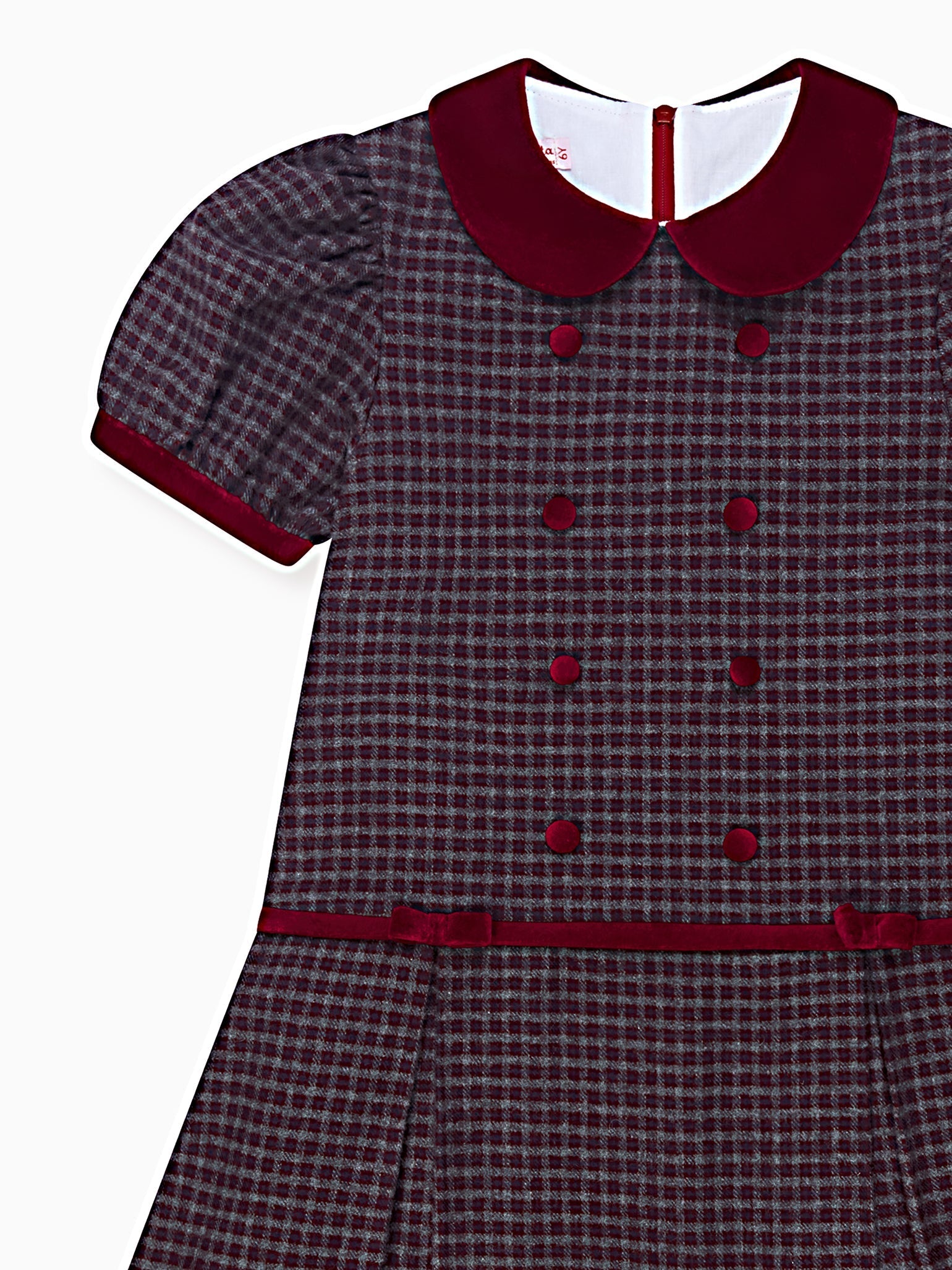 Burgundy Check Camala Girl Drop Waist Dress