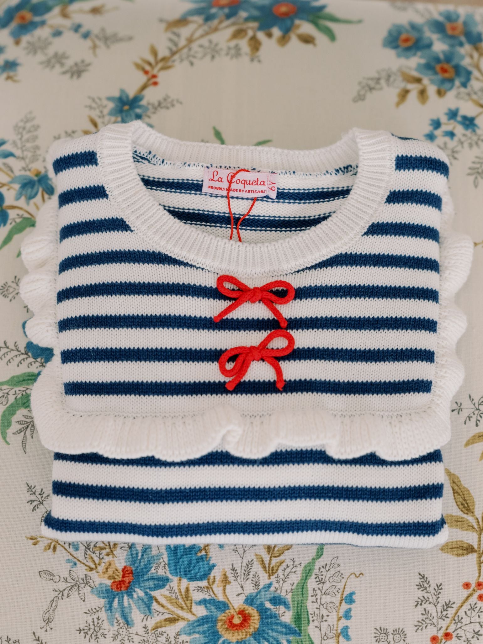 Navy Stripe Candela Cotton Girl Sweater