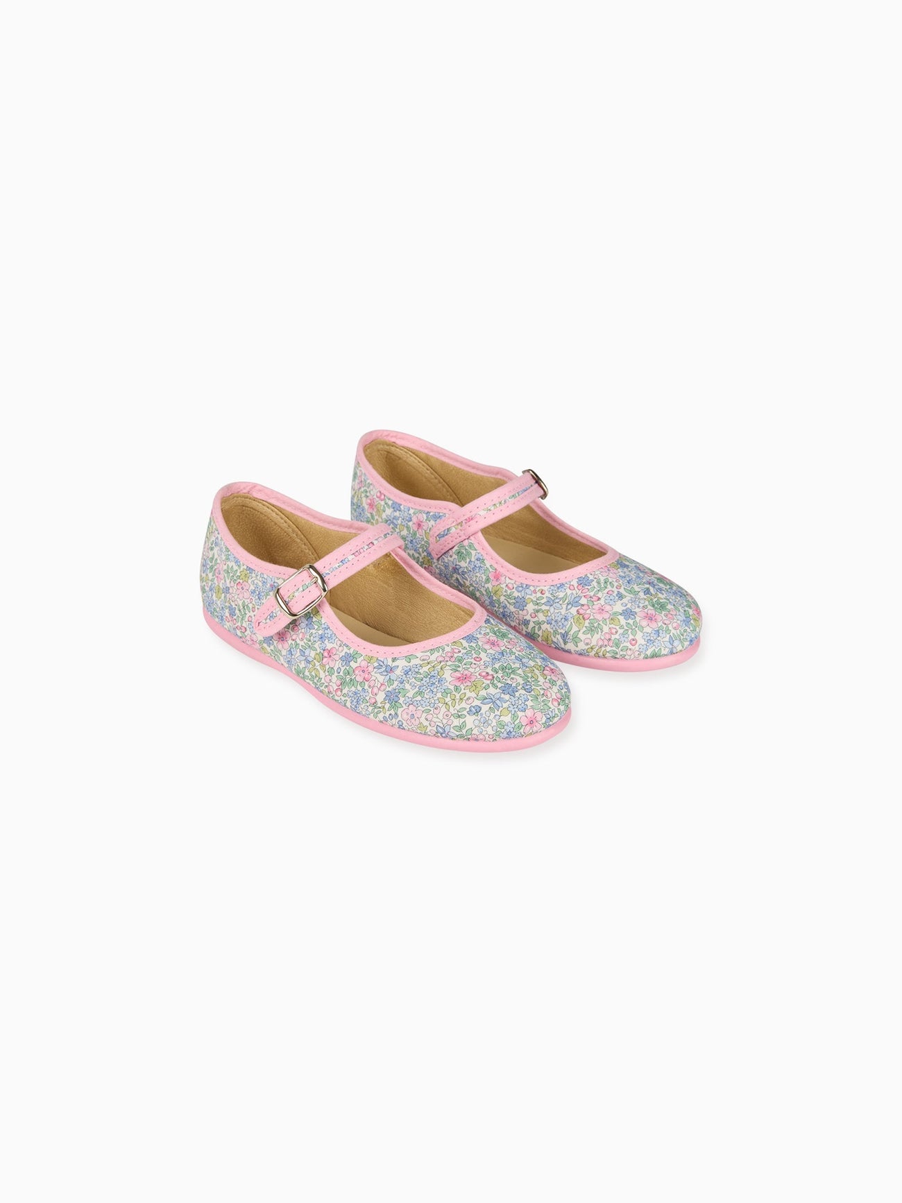 Light Blue Floral Canvas Girl Mary Jane Shoes