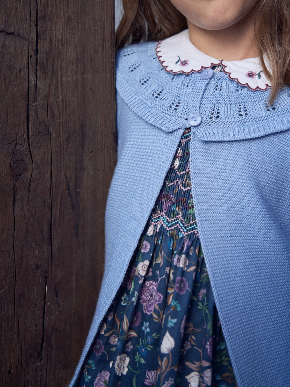 Dusty Blue Baena Merino Girl Cardigan