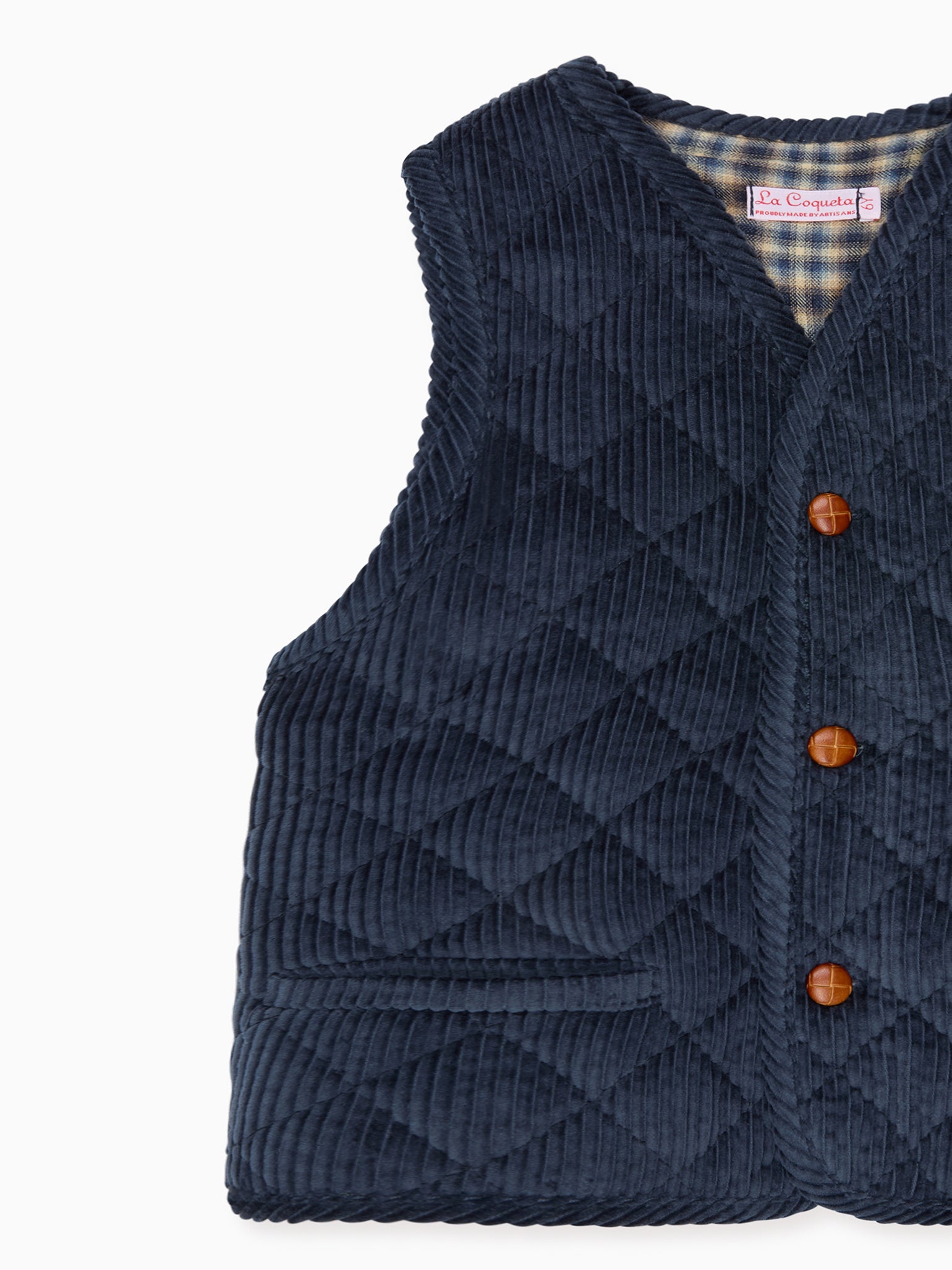 Blue Caza Corduroy Kids Sleeveless Jacket