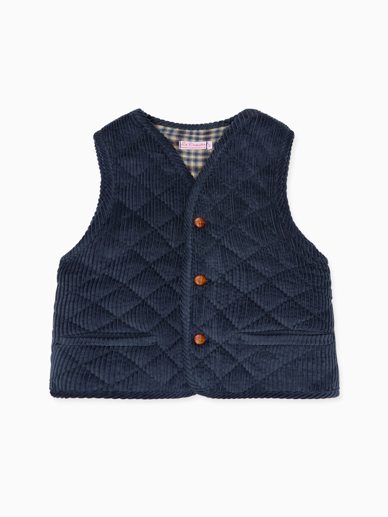 Blue Caza Corduroy Kids Sleeveless Jacket