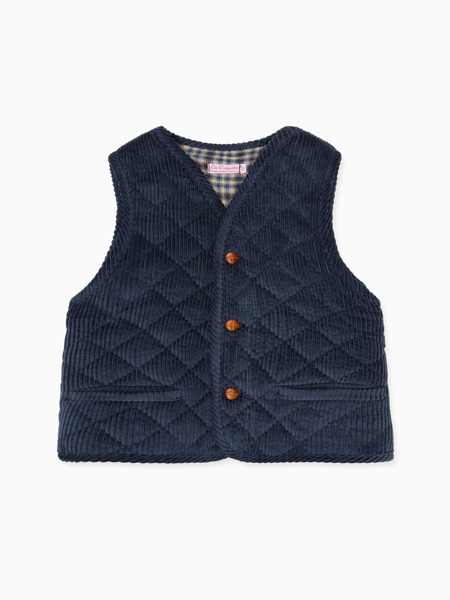 Blue Caza Corduroy Kids Sleeveless Jacket