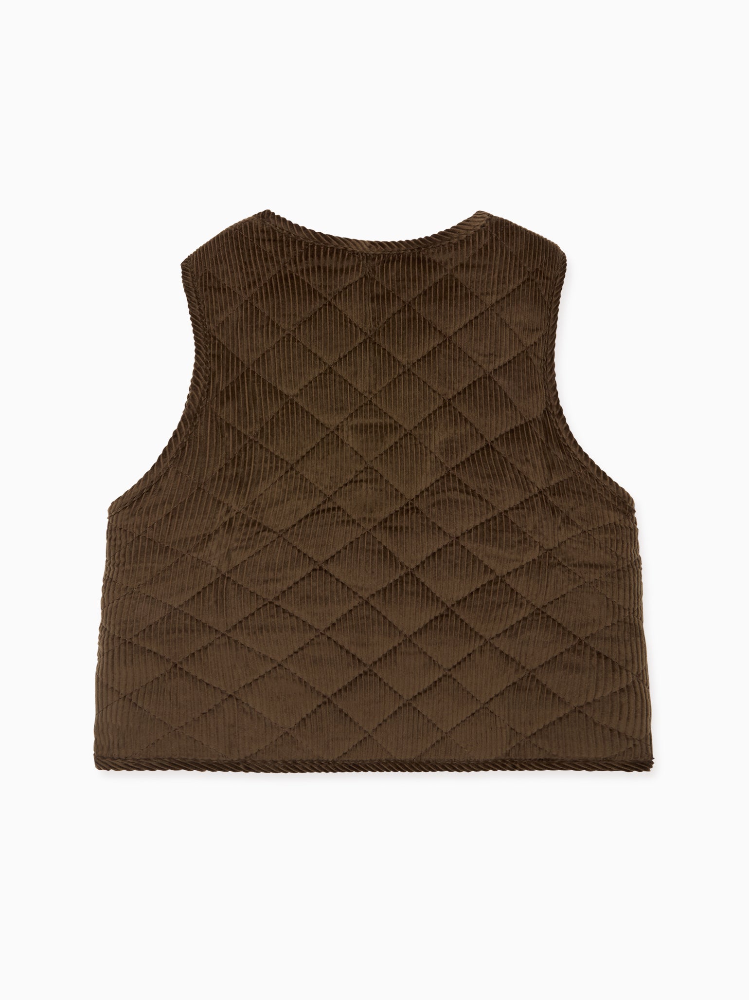 Chocolate Brown Caza Corduroy Kids Sleeveless Jacket