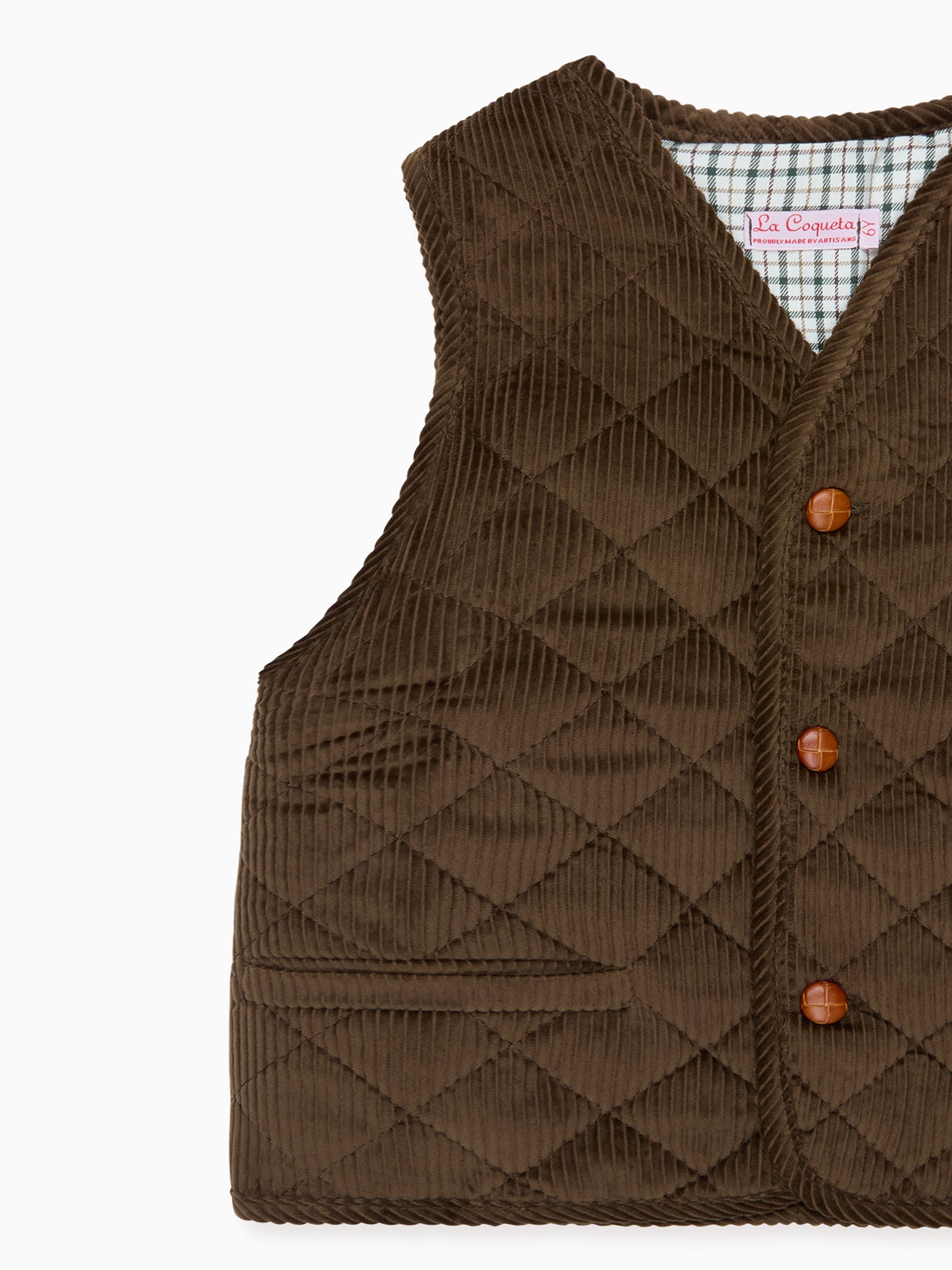 Chocolate Brown Caza Corduroy Kids Sleeveless Jacket