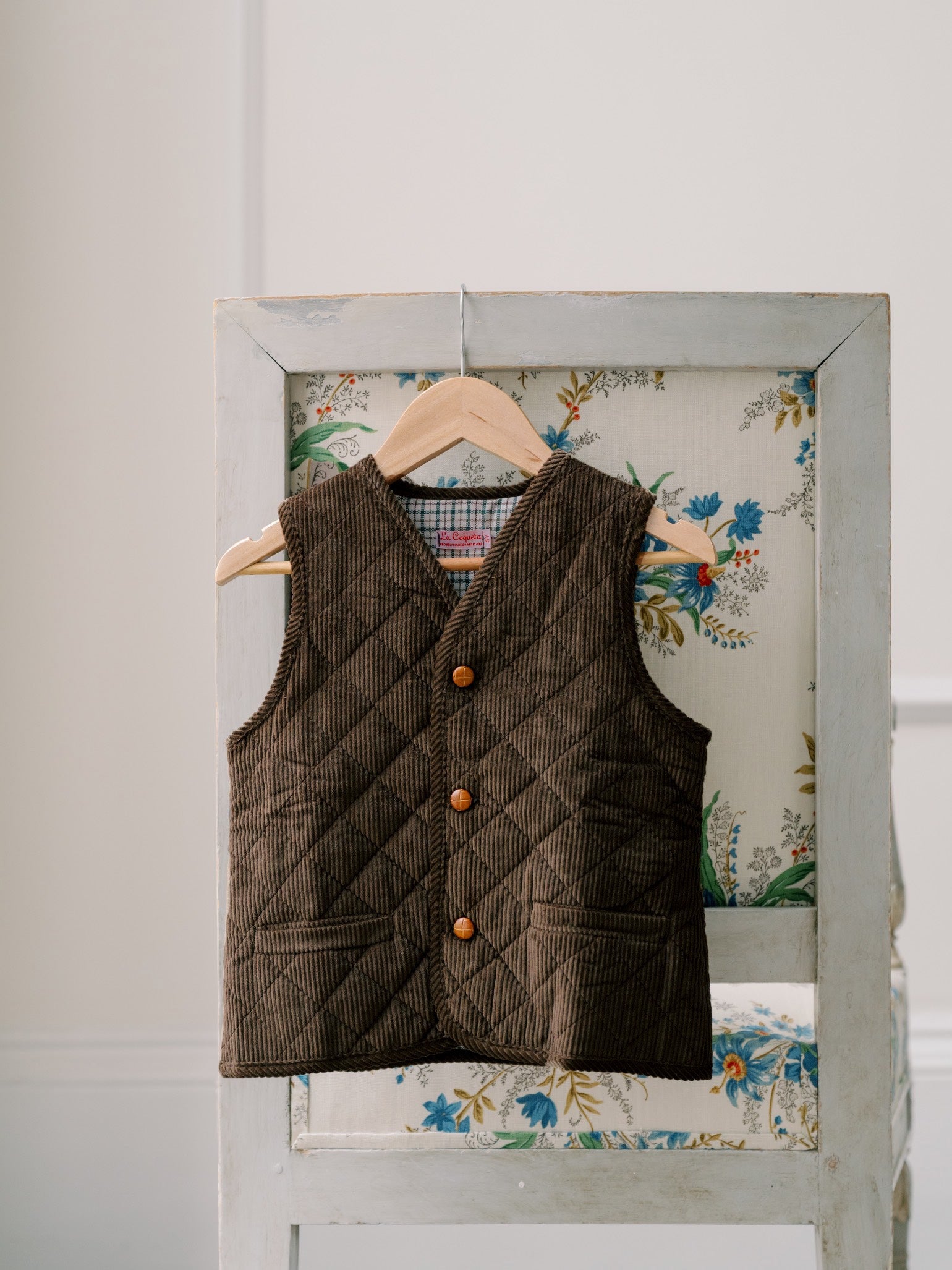 Chocolate Brown Caza Corduroy Kids Sleeveless Jacket