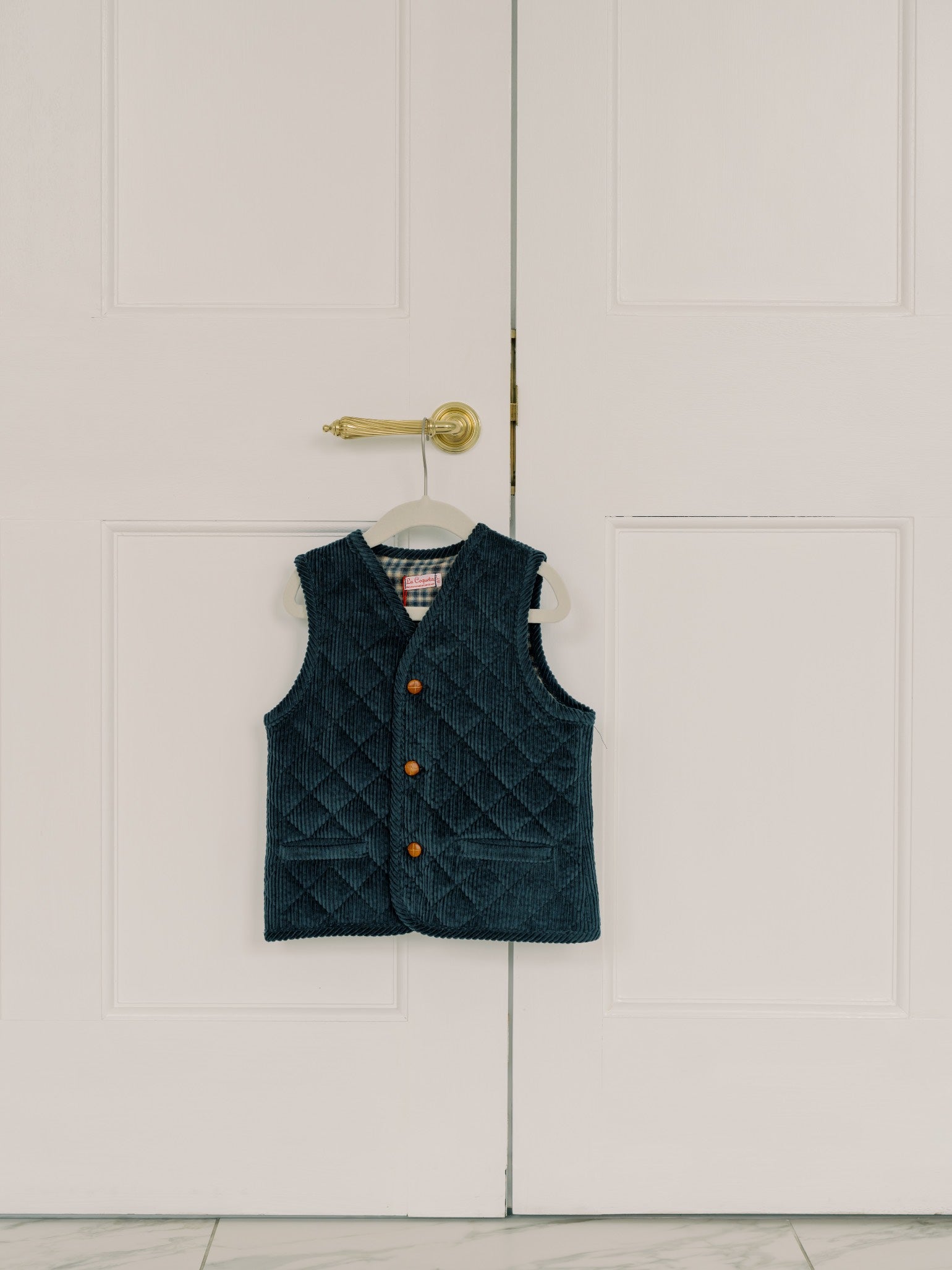 Blue Caza Corduroy Kids Sleeveless Jacket