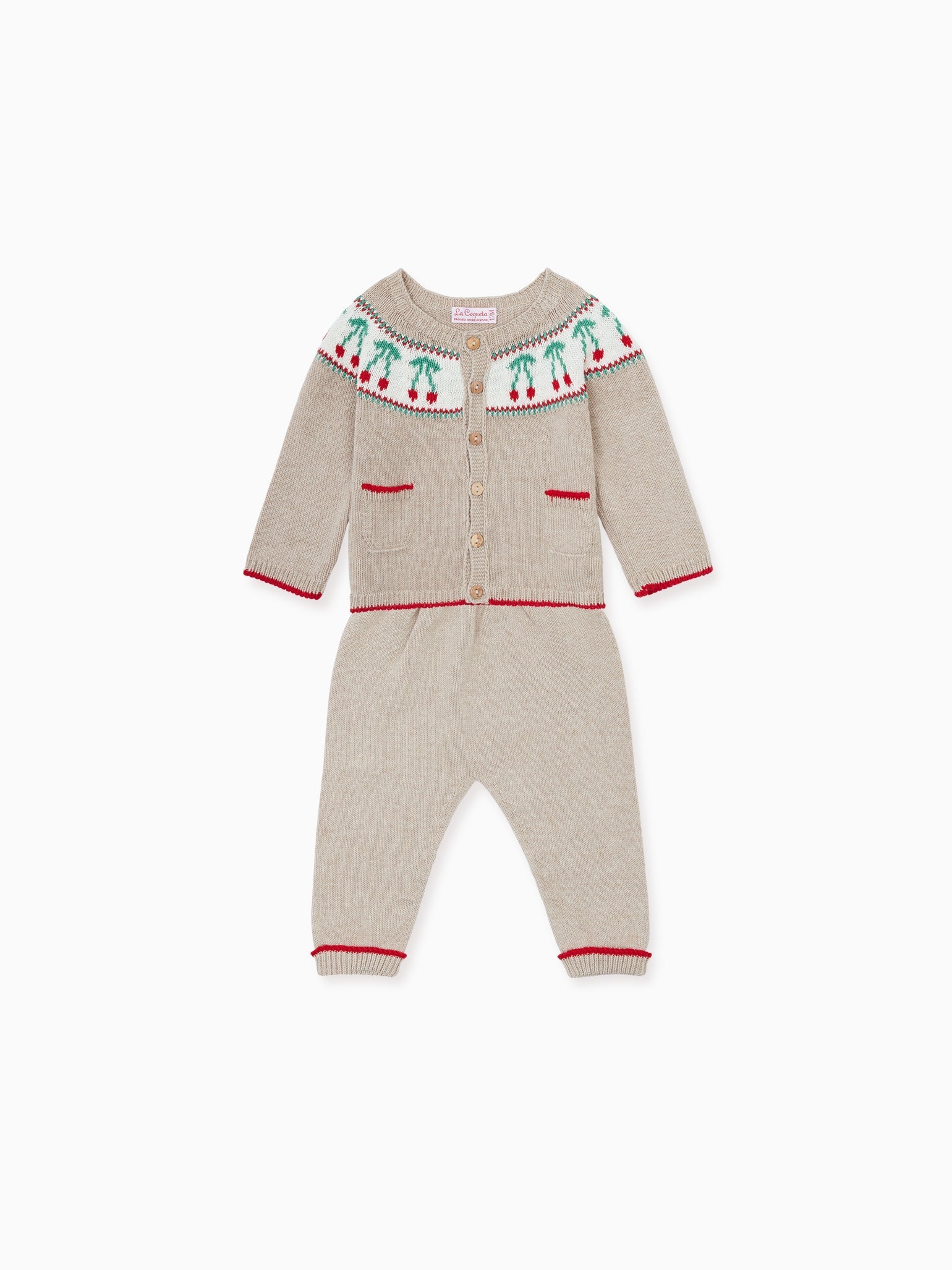 Sand Cereza Cotton Baby Girl Knitted Set