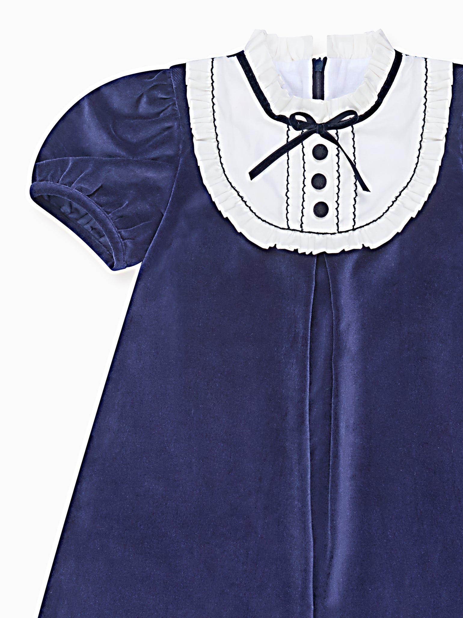 Navy Clara Velvet Girl A-Line Dress