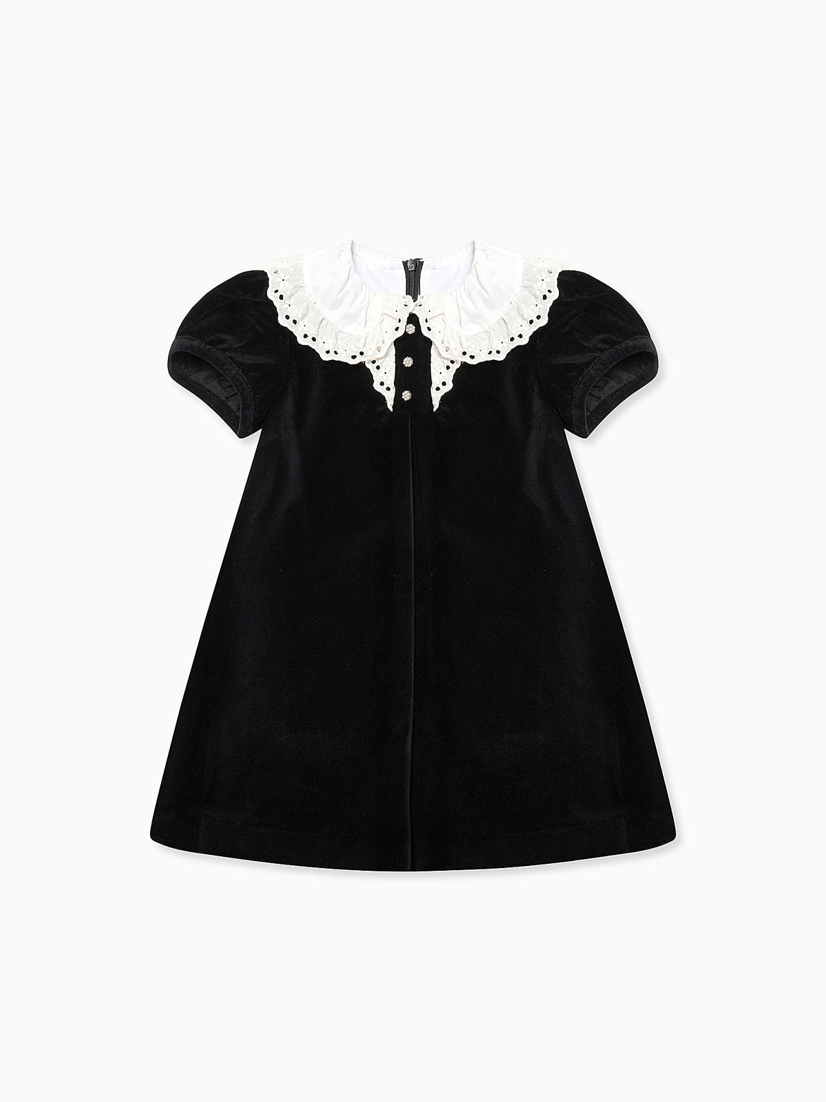 Black Clara Velvet Girl A-Line Dress
