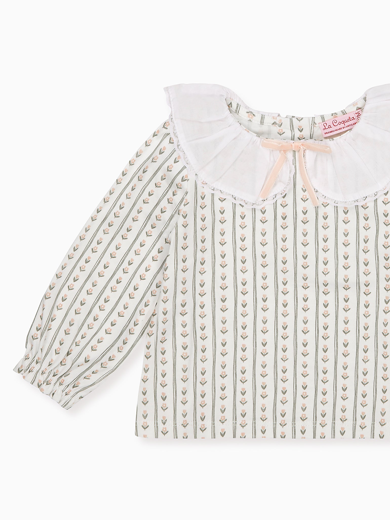 Sage Stripe Clareta Baby Top