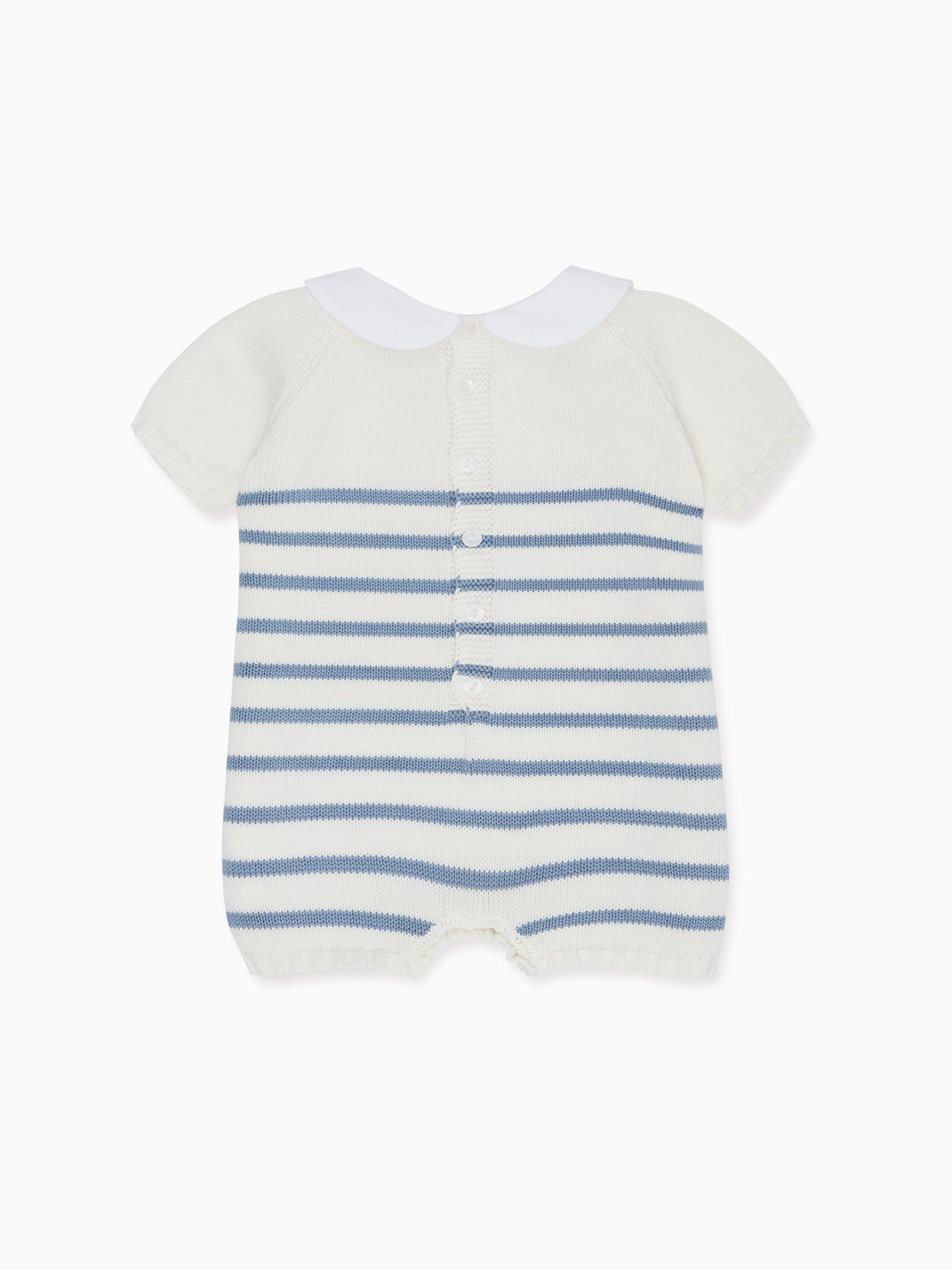 Dusty Blue Stripe Clavel Cotton Baby Knitted Jumpsuit