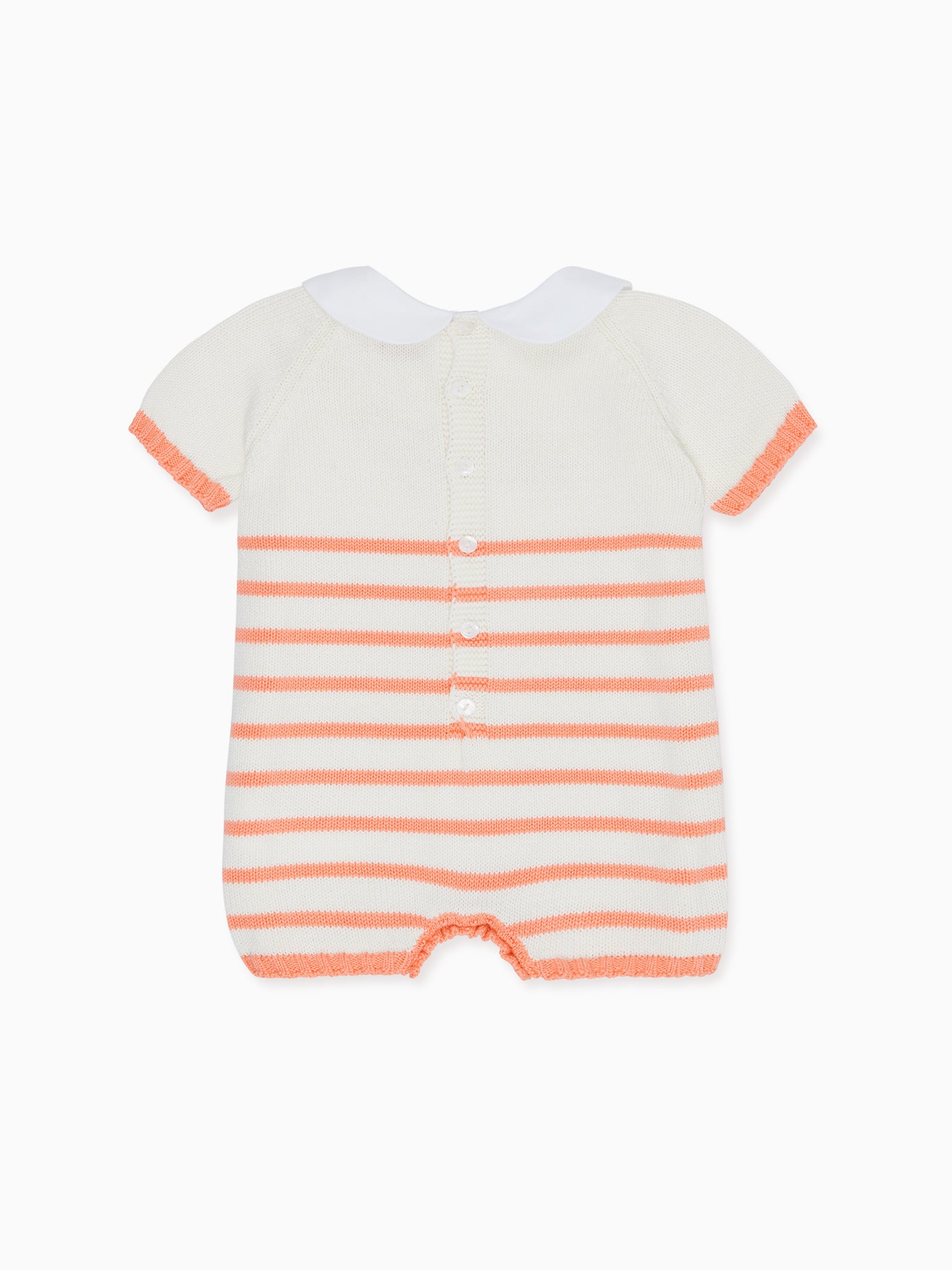 Coral Stripe Clavel Cotton Turtle Baby Knitted Jumpsuit
