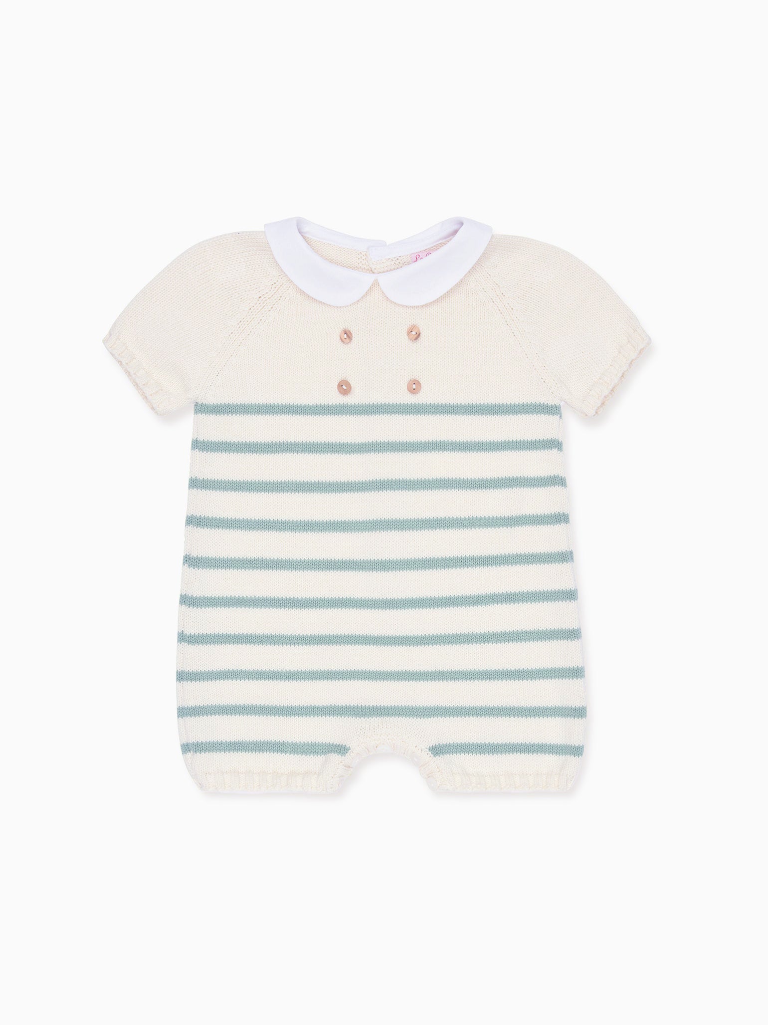 Sage Stripe Clavel Cotton Baby Knitted Playsuit
