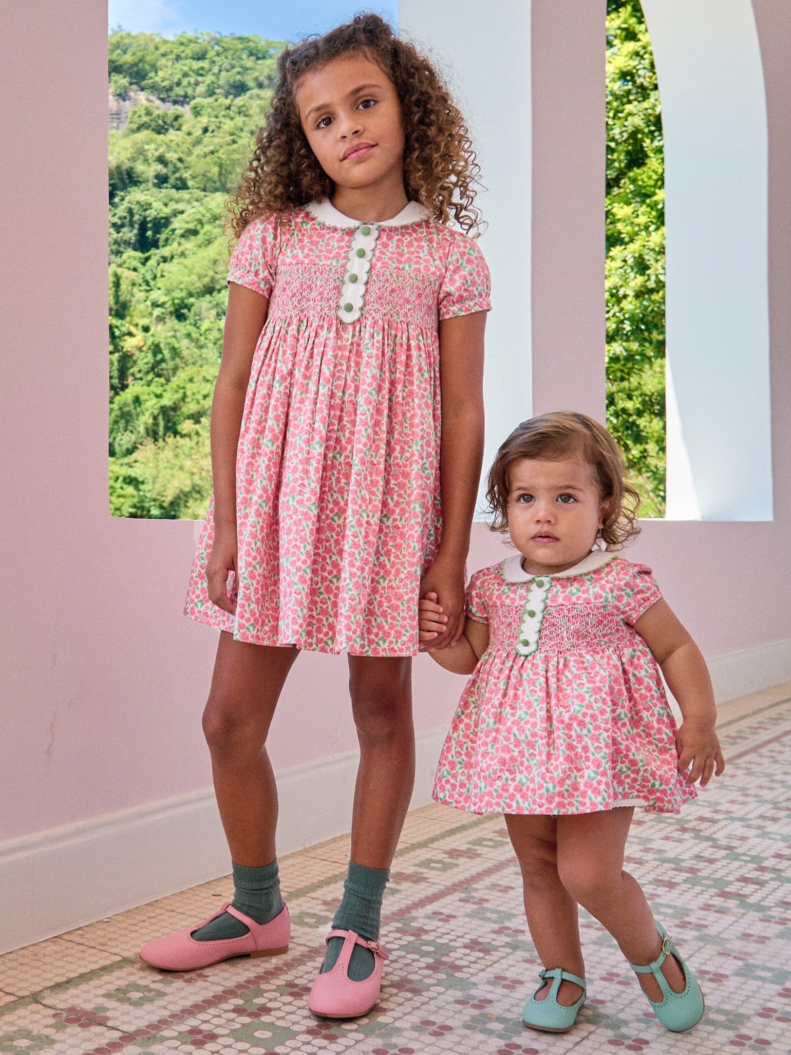 Red Floral Coco Baby Girl Hand-Smocked Set