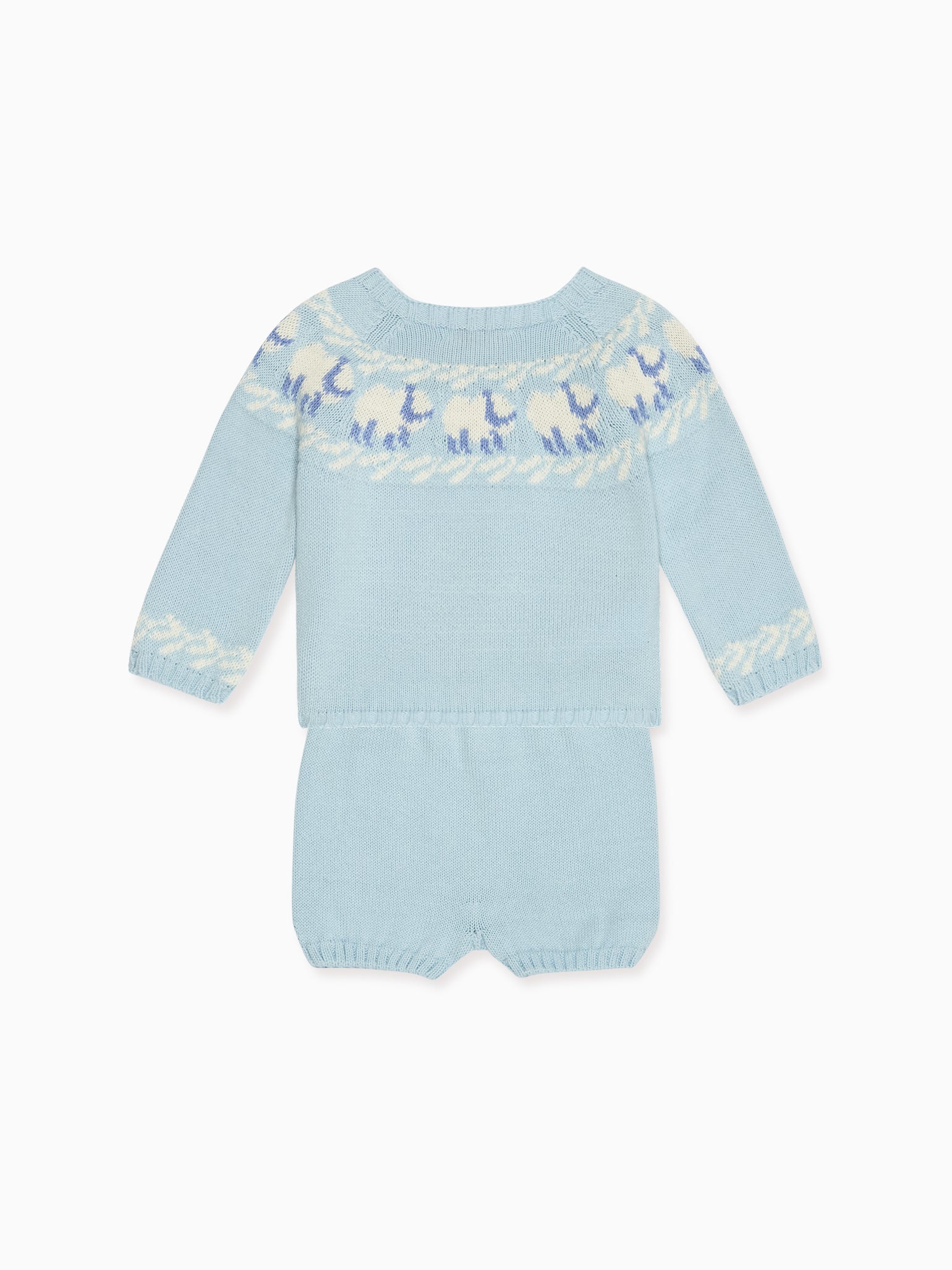Light Blue Cordero Cotton Baby Knitted Set