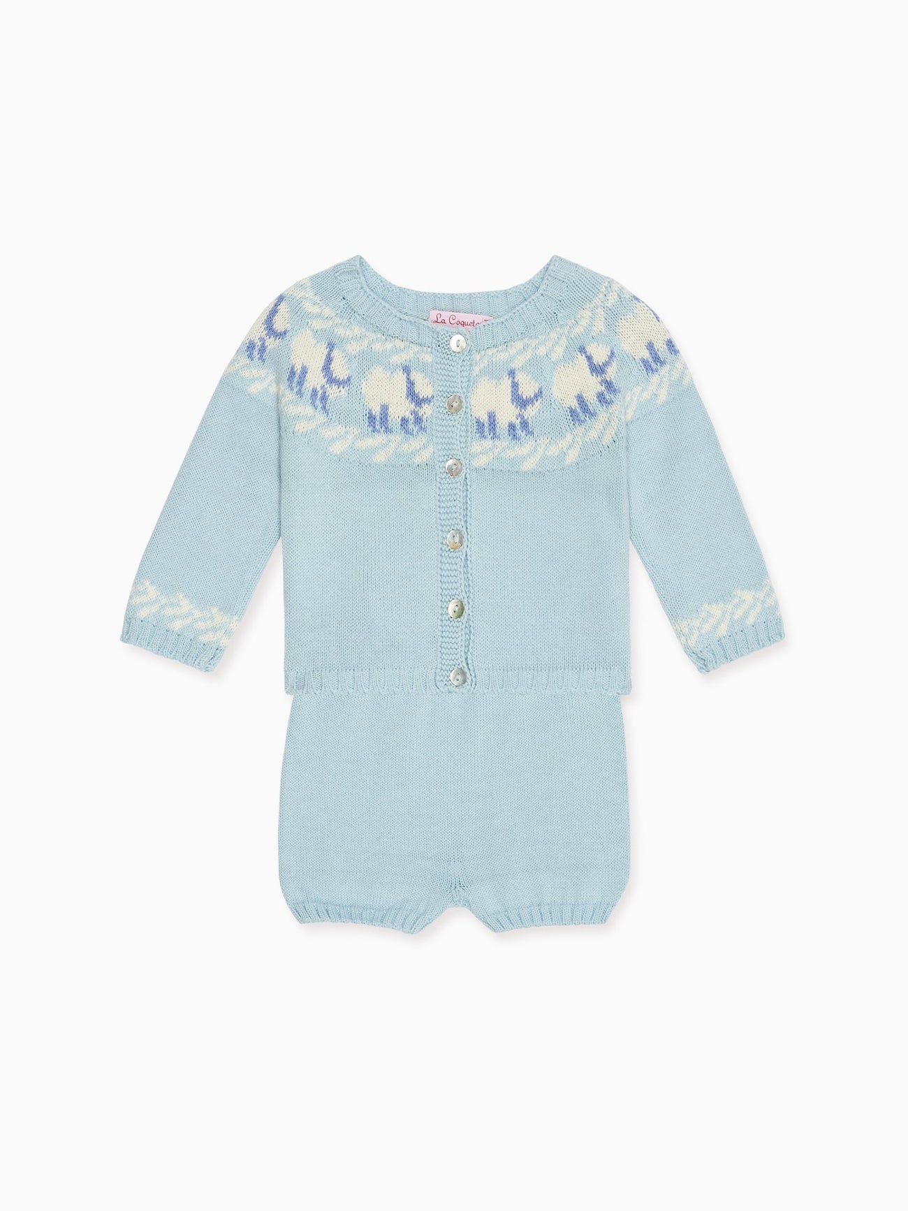 Light Blue Cordero Cotton Baby Knitted Set