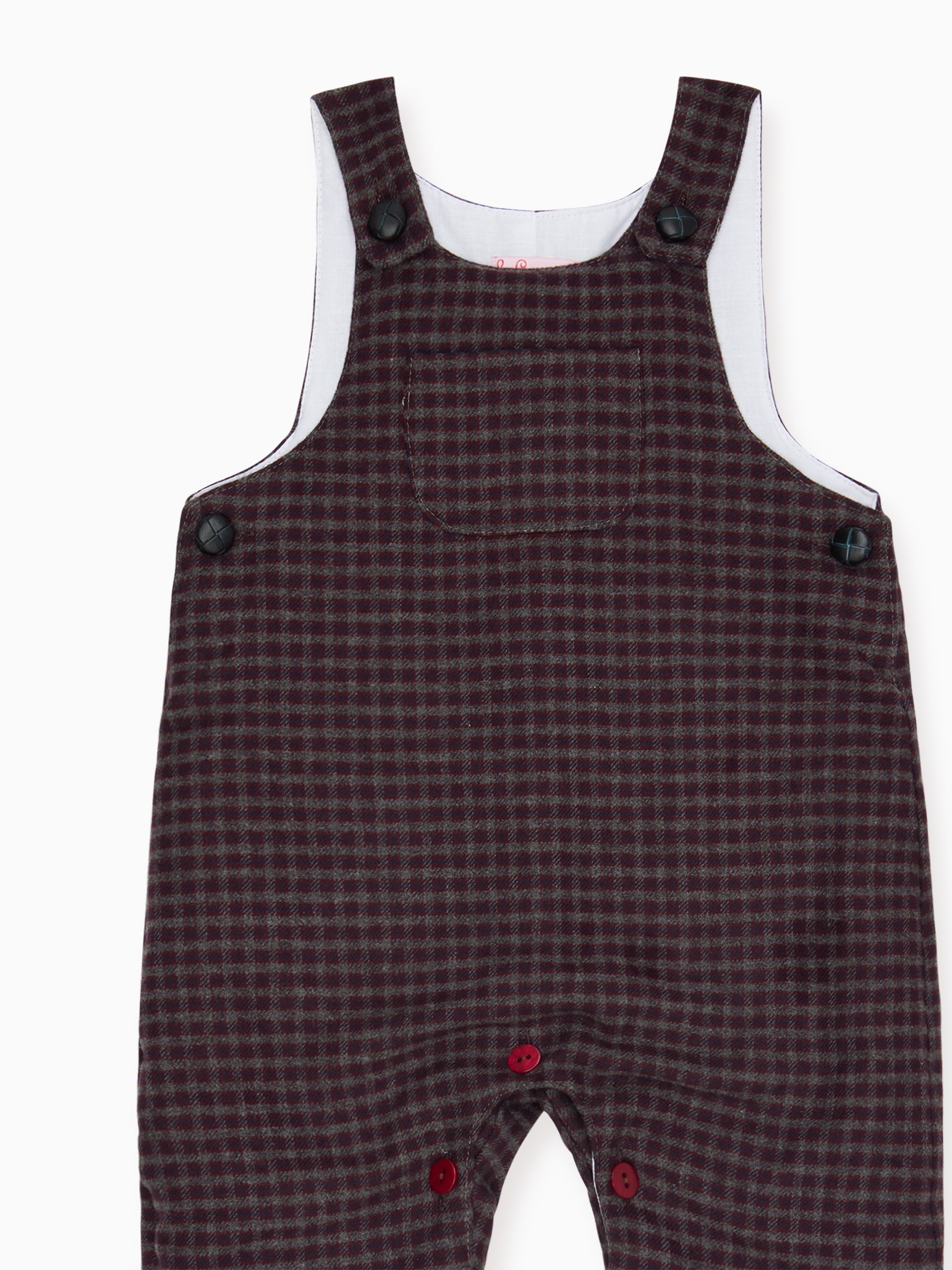 Burgundy Check Coroza Baby Dungarees