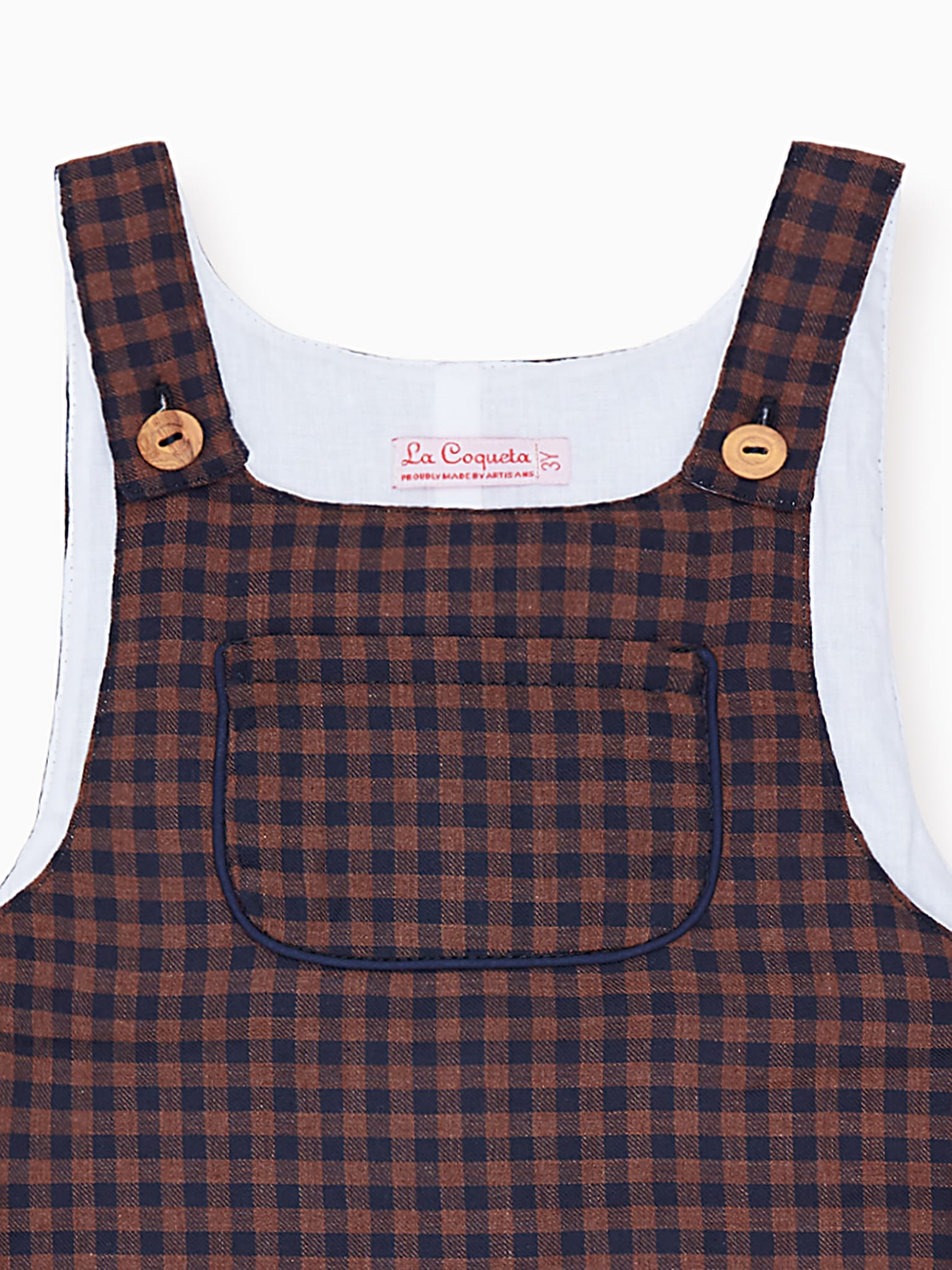 Navy Check Coroza Baby Overalls