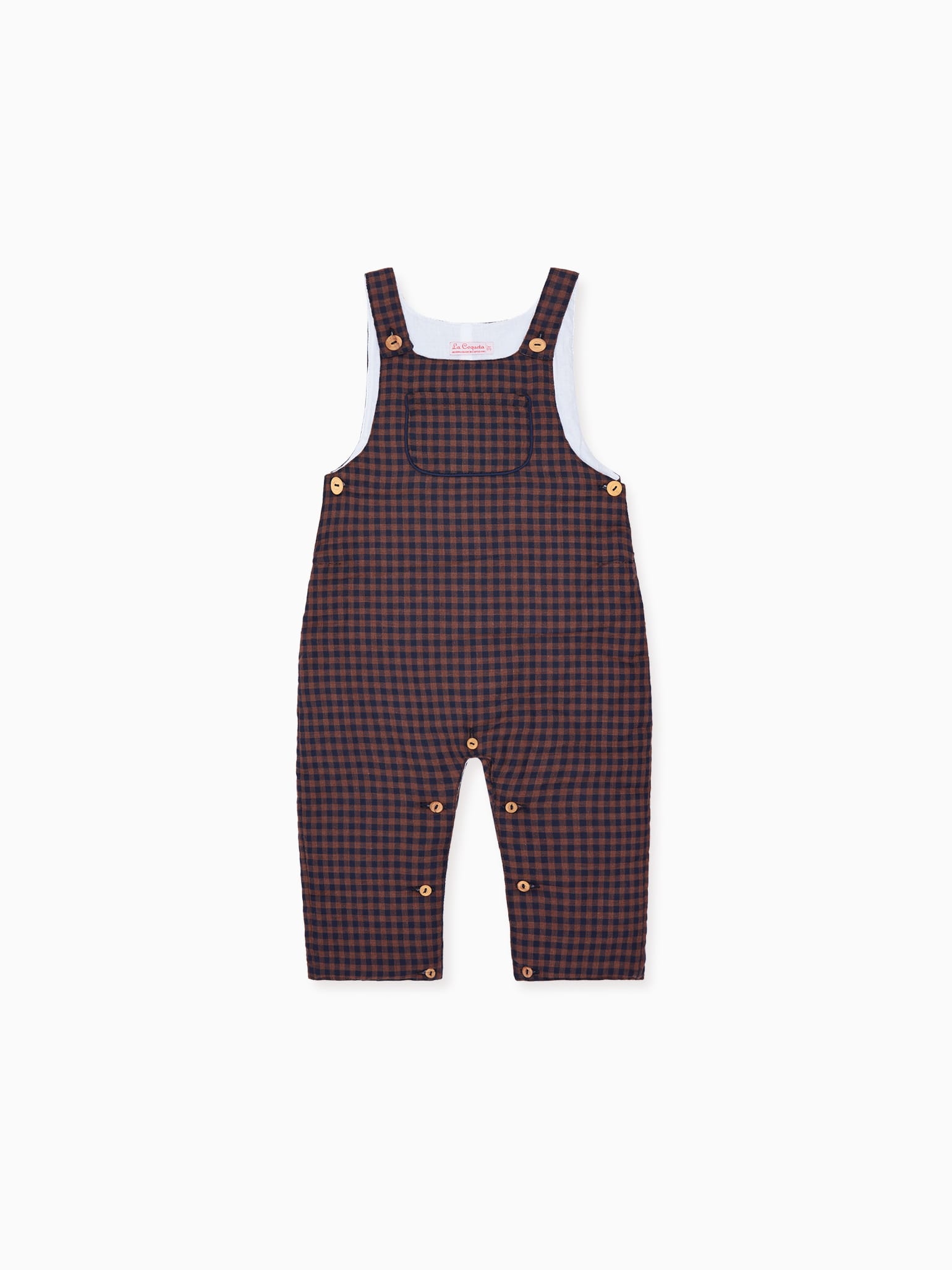 Navy Check Coroza Baby Overalls