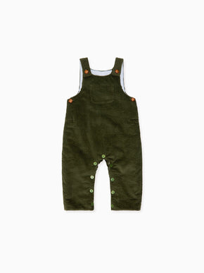 Olive Green Coroza Corduroy Baby Dungarees