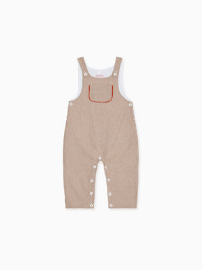 Camel Stripe Coroza Cotton Baby Overalls