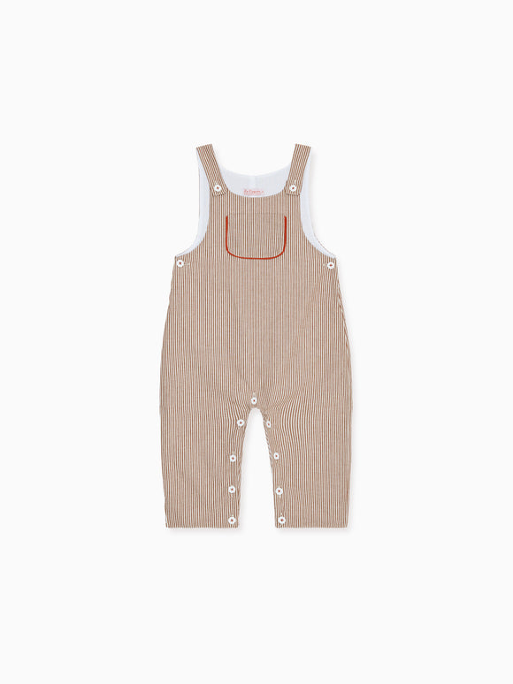 Camel Stripe Coroza Cotton Baby Overalls