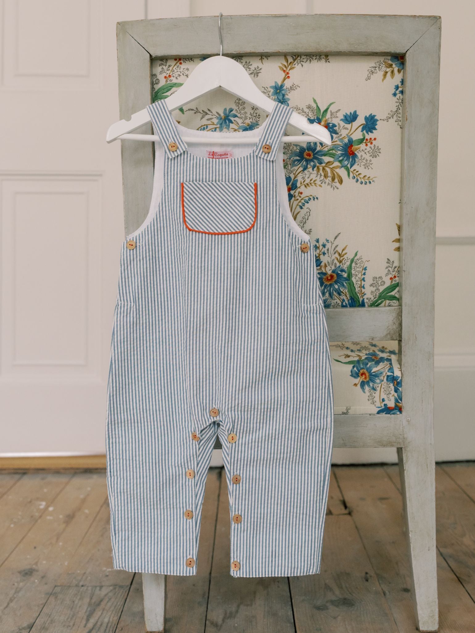 Navy Stripe Coroza Baby Dungarees