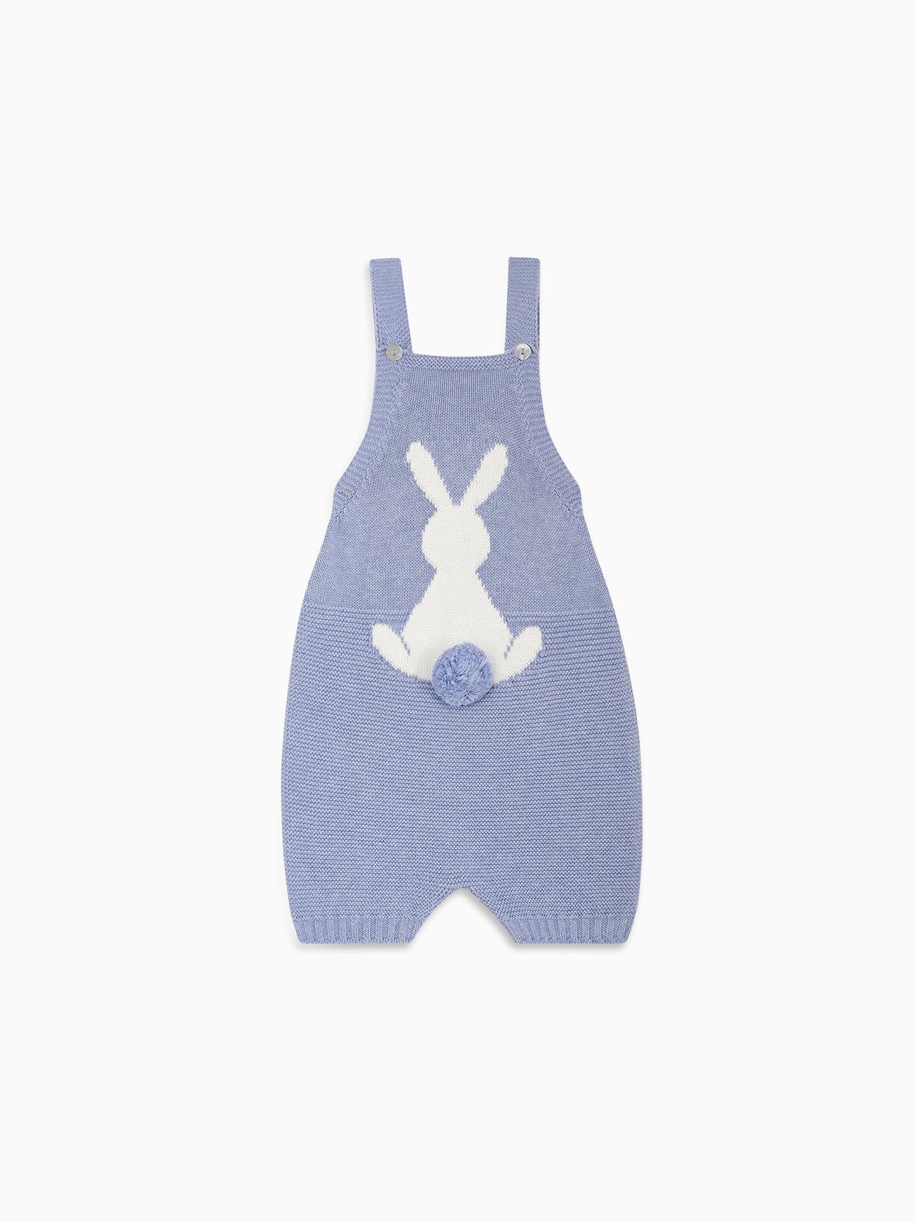 Blue Crispa Cotton Bunny Baby Knitted Overalls