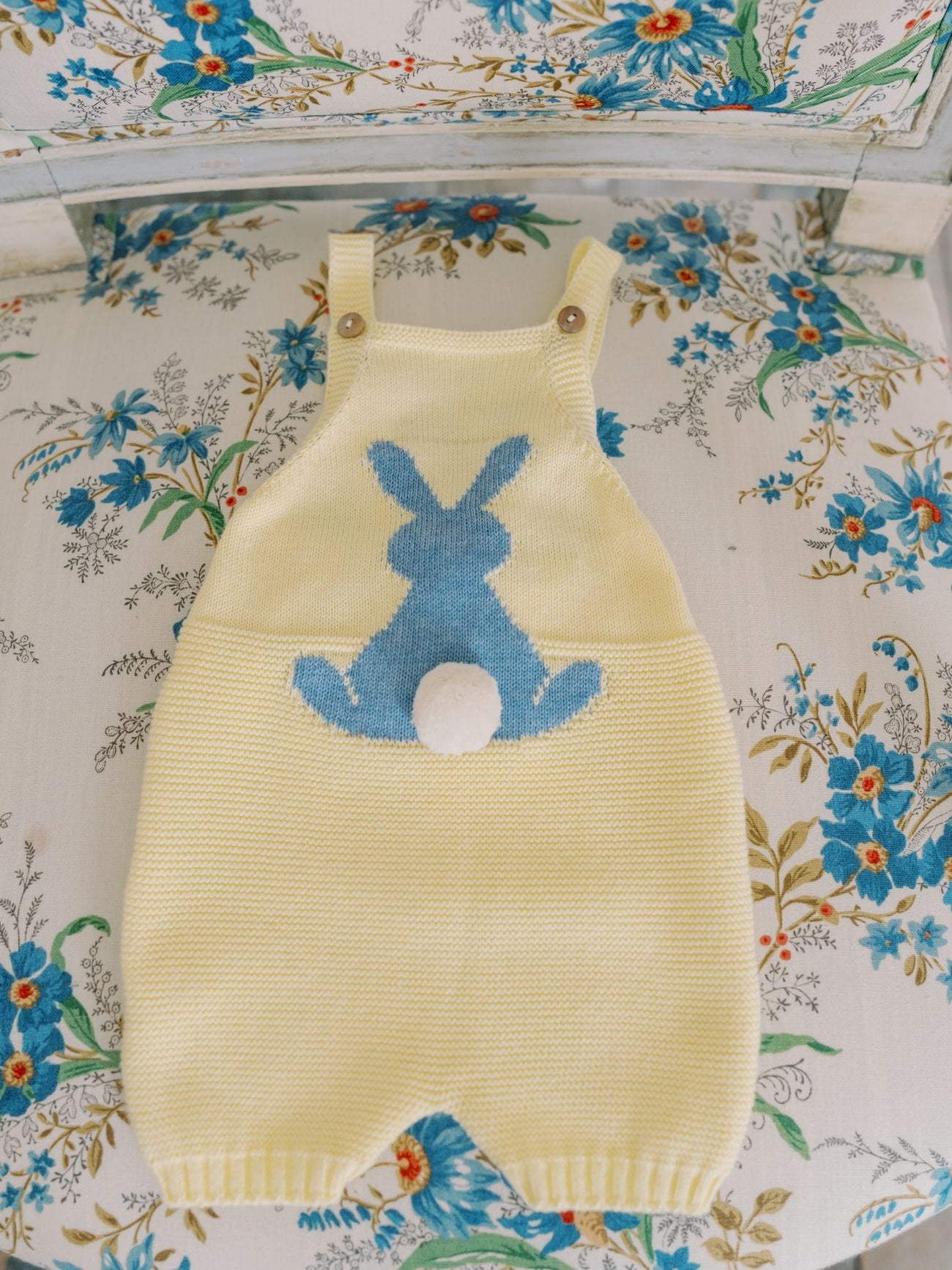 Lemon Crispa Cotton Bunny Baby Knitted Dungarees